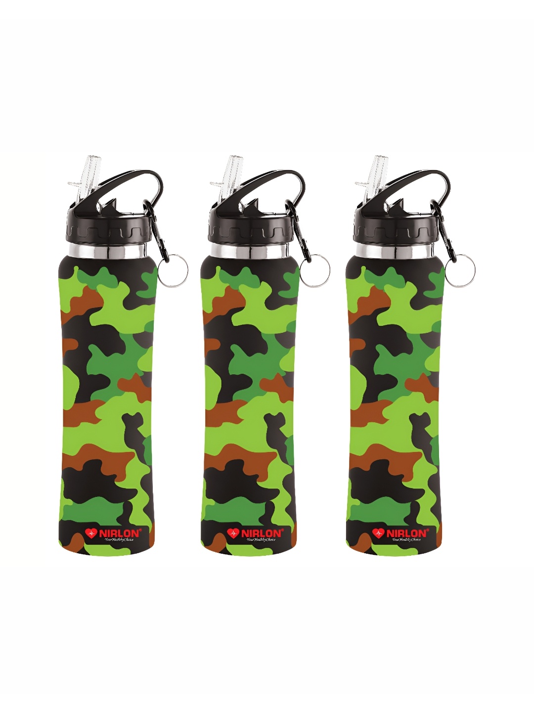 

NIRLON Black 3 Pieces Stainless Steel Single Wall Vacuum Sippers 750 ml Each