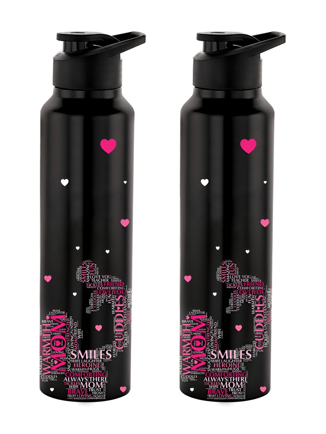 

NIRLON Black 2 Pieces Printed Stainless Steel Single Wall Vacuum Sippers 1L Each