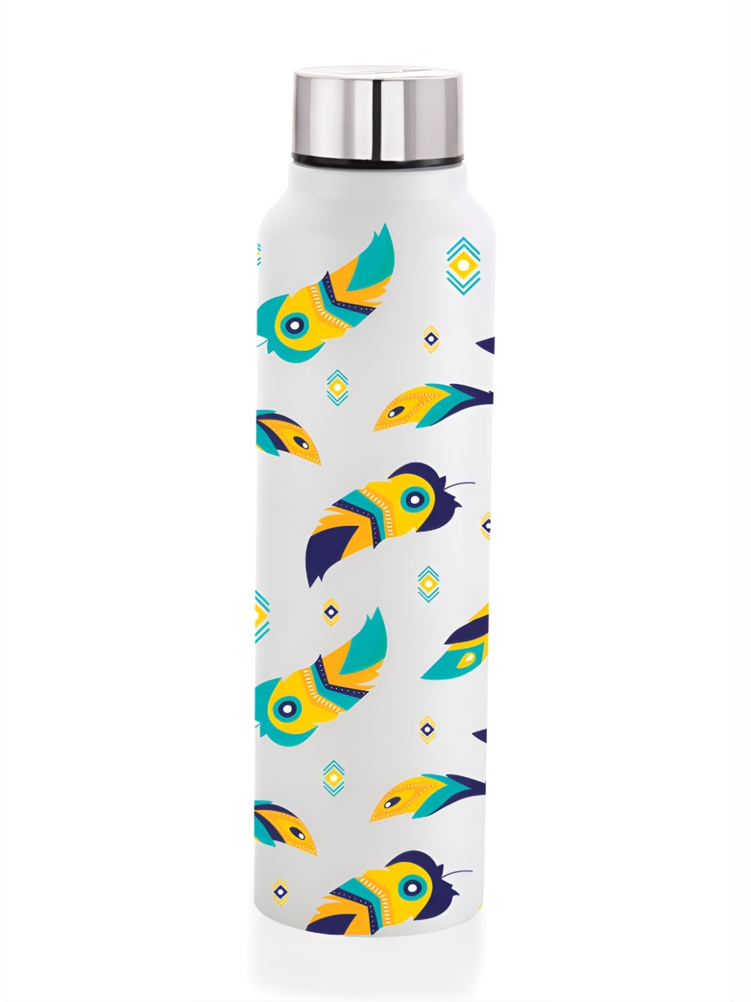 

NIRLON White & Yellow Printed Single Stainless Steel Single Wall Vacuum Water Bottle 1L