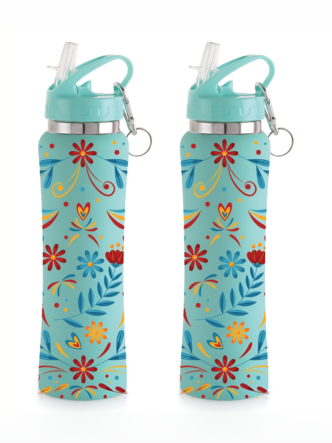 

NIRLON Blue 2 Pieces Printed Stainless Steel Single Wall Vacuum Sippers 750 ml Each