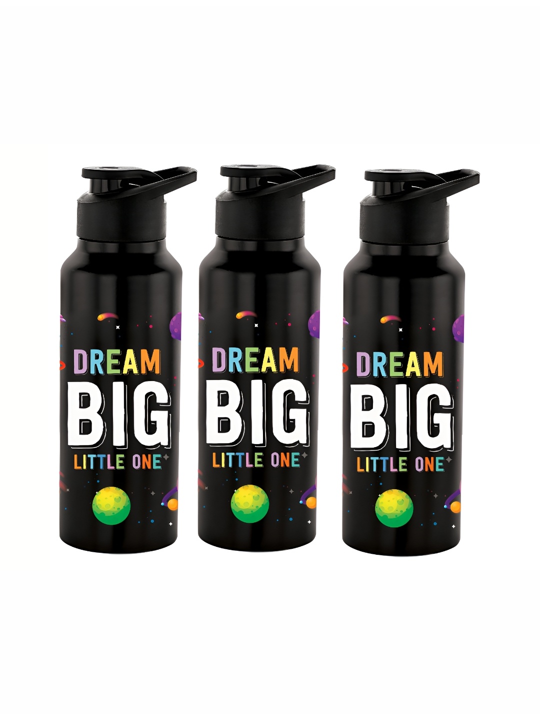 

NIRLON Black 3 Pieces Printed Stainless Steel Single Wall Vacuum Sippers 750 ml Each