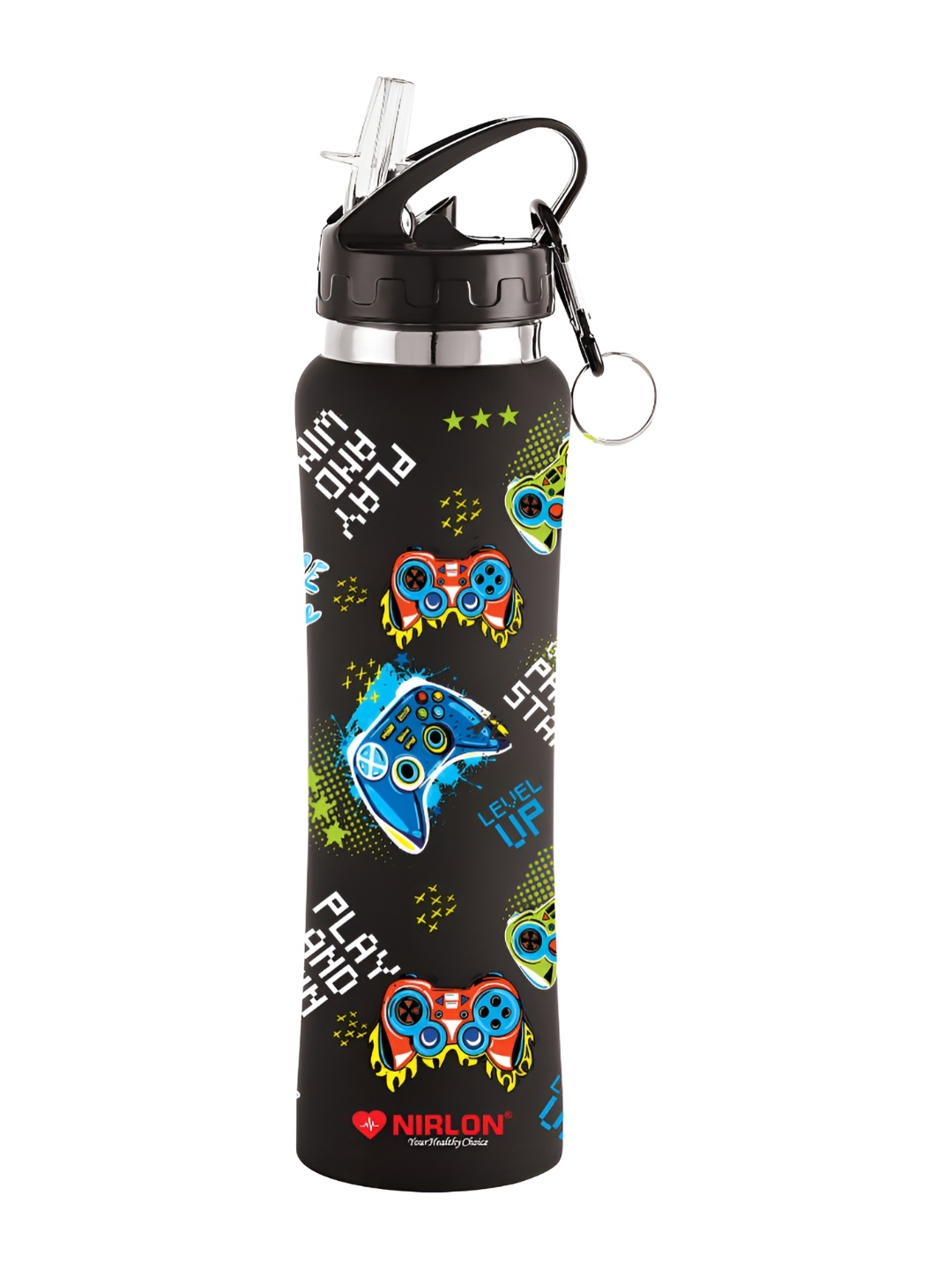 

NIRLON Black Printed Stainless Steel Single Wall Vacuum Water Bottles 750 ml