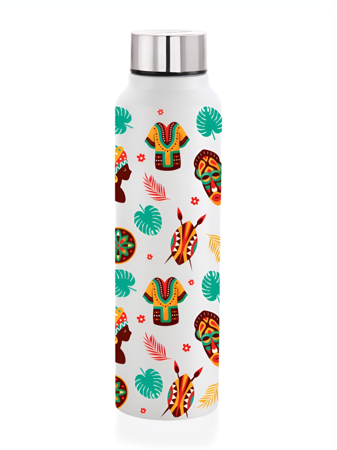 

NIRLON White & Green Printed Stainless Steel Single Wall Vacuum Water Bottle 1L