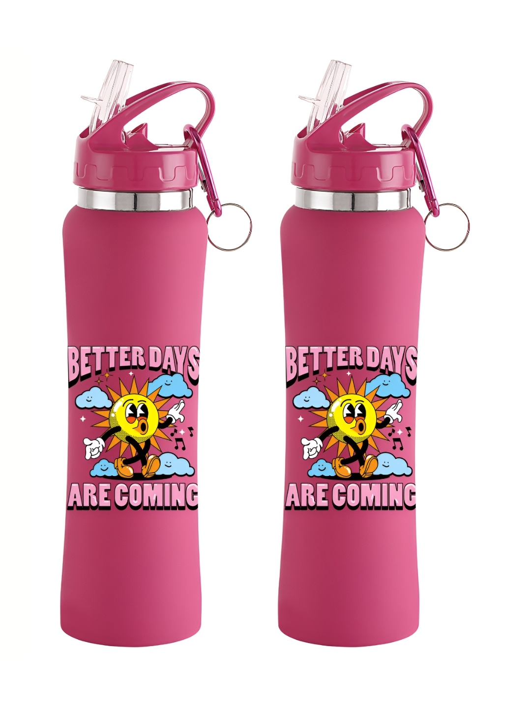 

NIRLON Pink 2 Pieces Printed Stainless Steel Single Wall Vacuum Sippers 750 ml Each