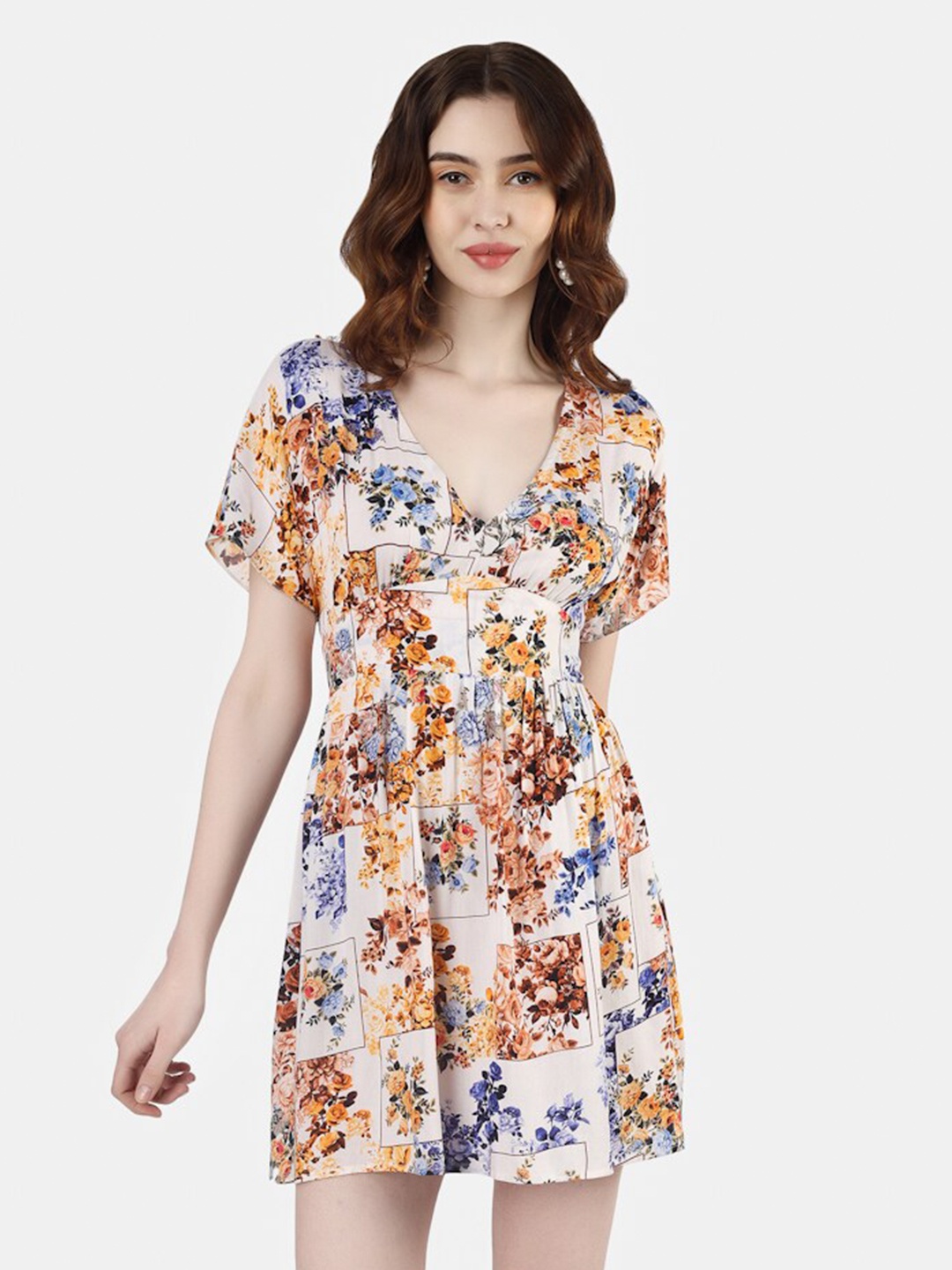 

Sukshat Floral Print Fit & Flare Dress, Beige