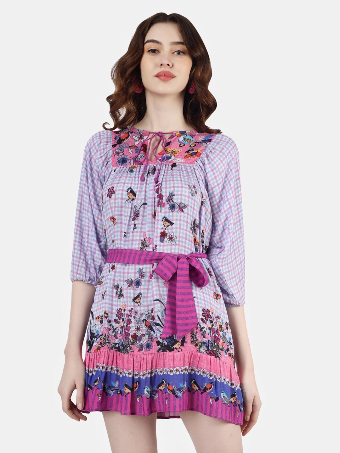 

Sukshat Floral Printed Fit & Flare Mini Dress, Purple