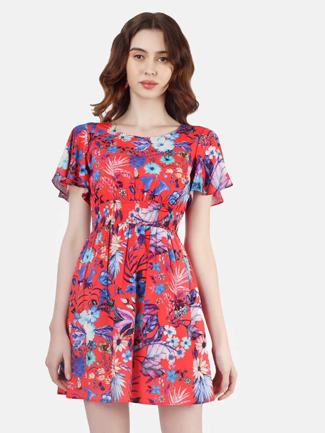 

Sukshat Floral Print Fit & Flare Dress, Red