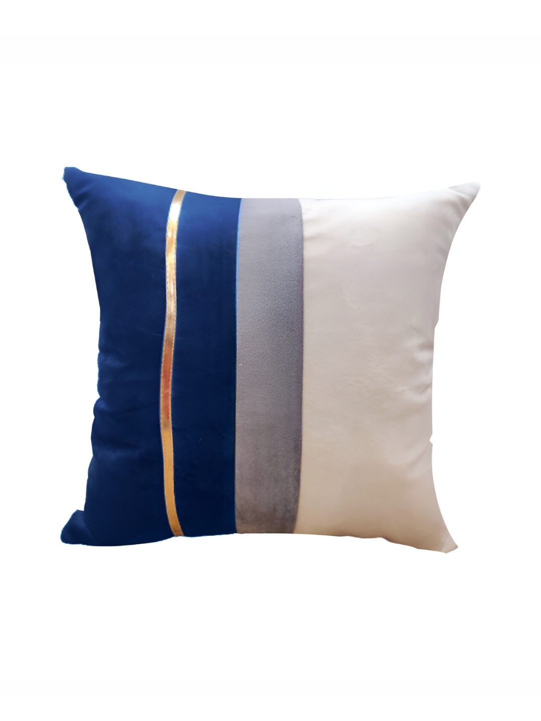 

Good Vibes Blue & Cream-Coloured Striped Velvet Square Cushion Covers