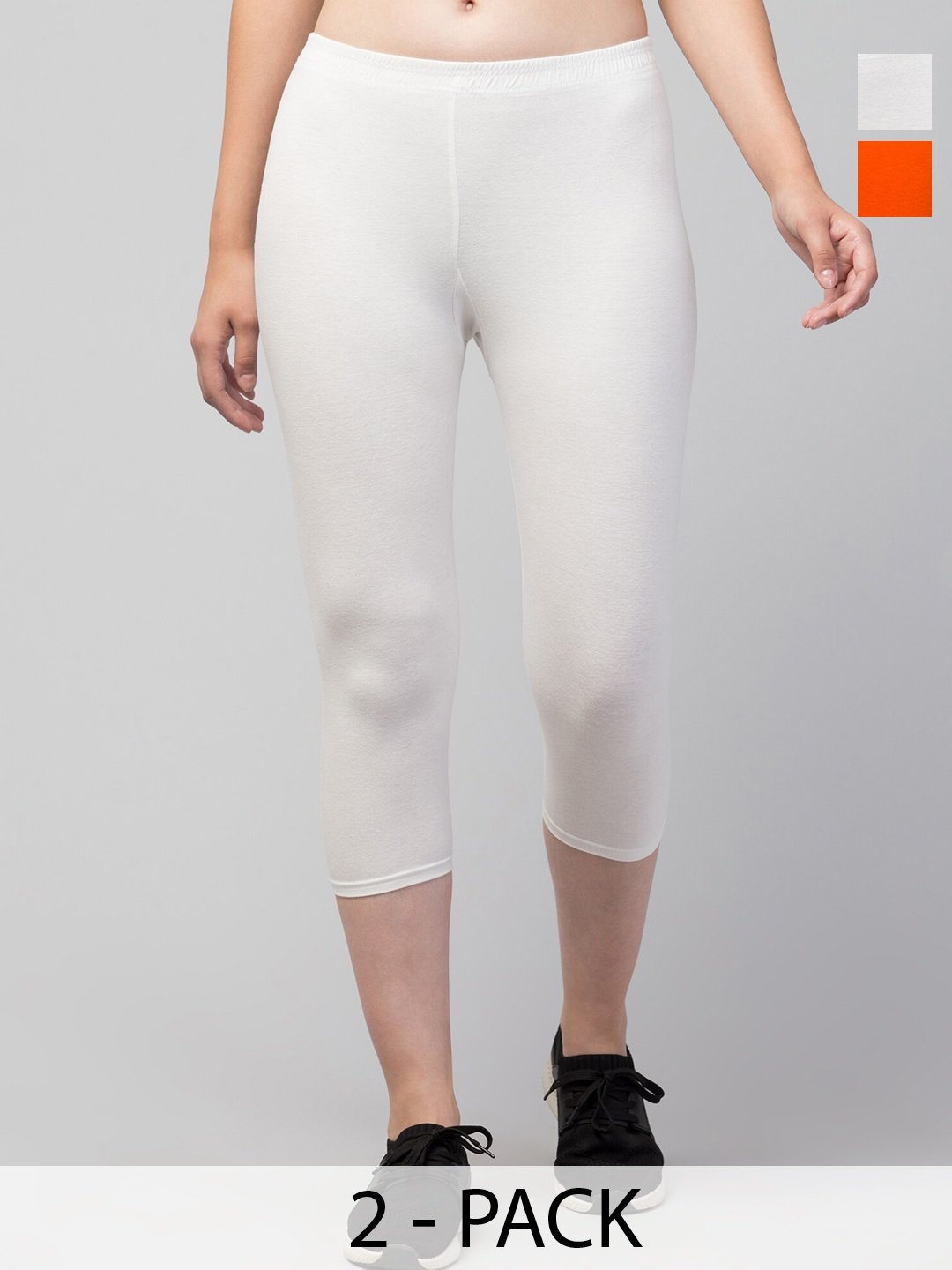 

Apraa & Parma Women Pack of 2 Skinny Fit Sports Capris, White