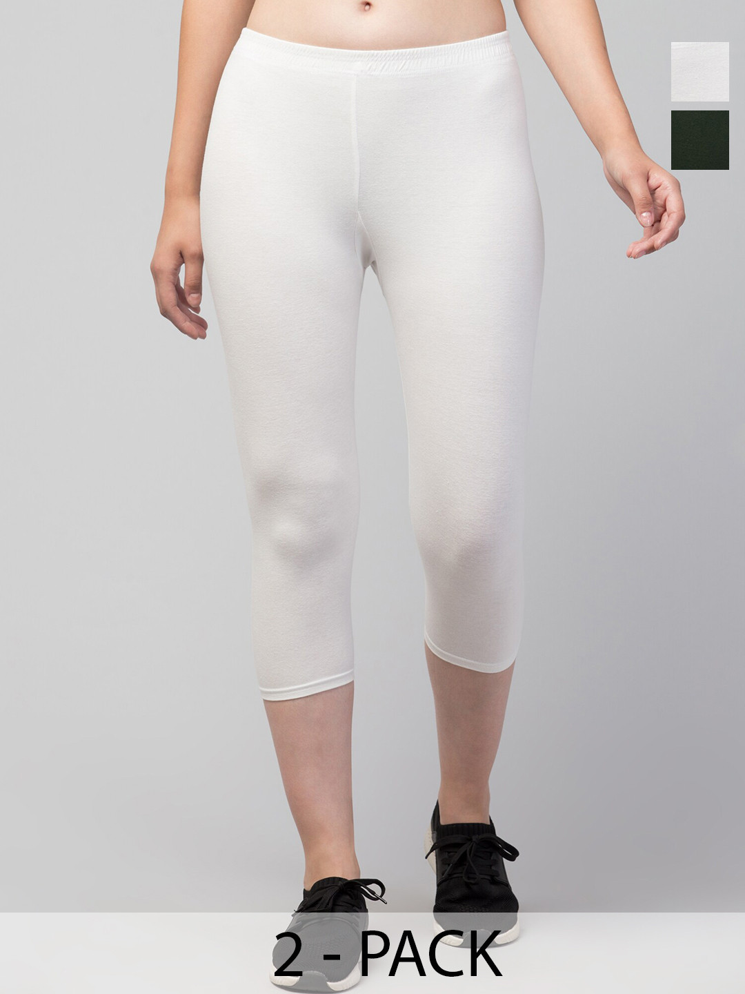 

Apraa & Parma Women Pack of 2 Skinny Fit Sports Capris, White