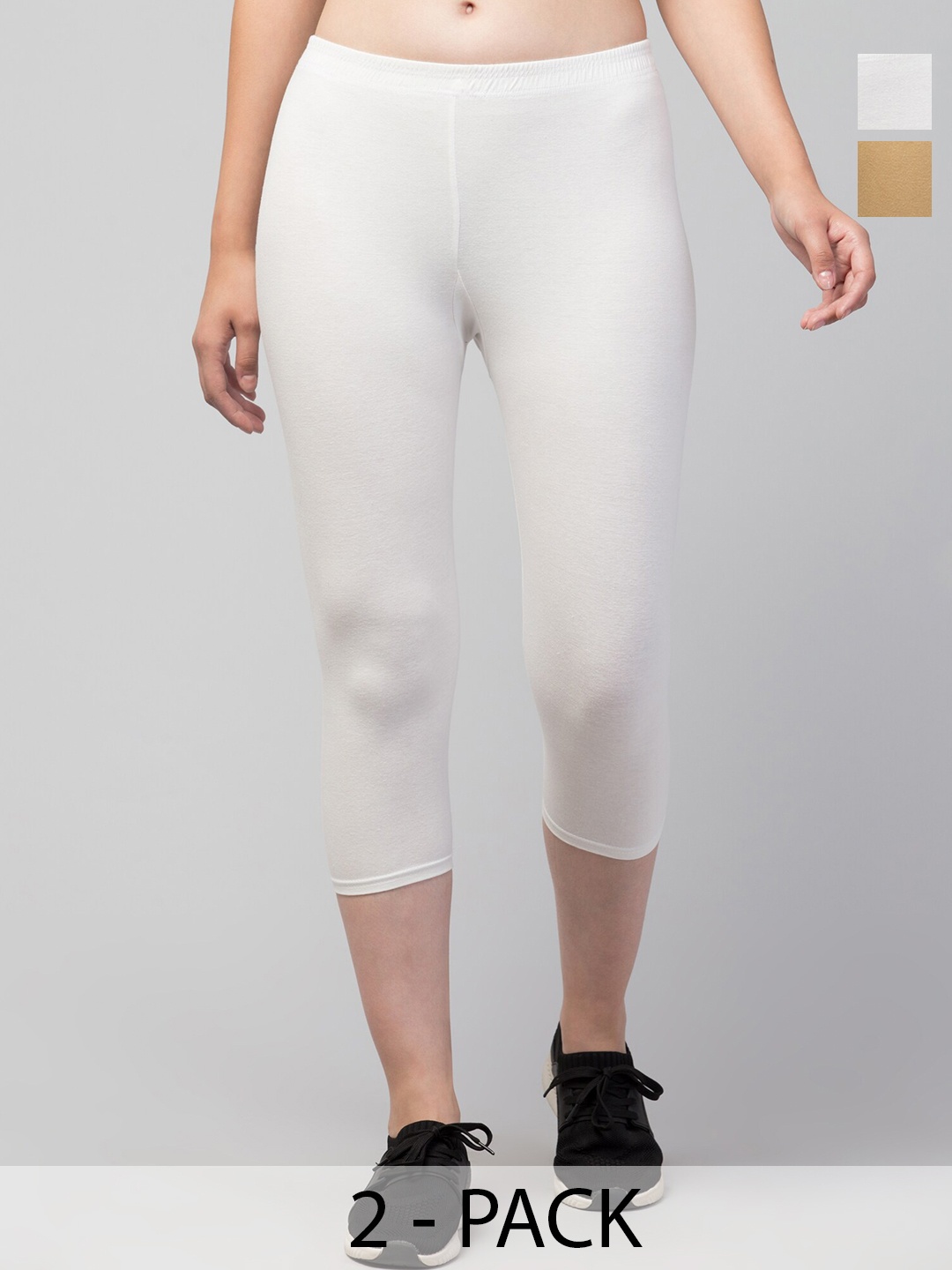 

Apraa & Parma Women Pack Of 2 Skinny Fit Capris, White