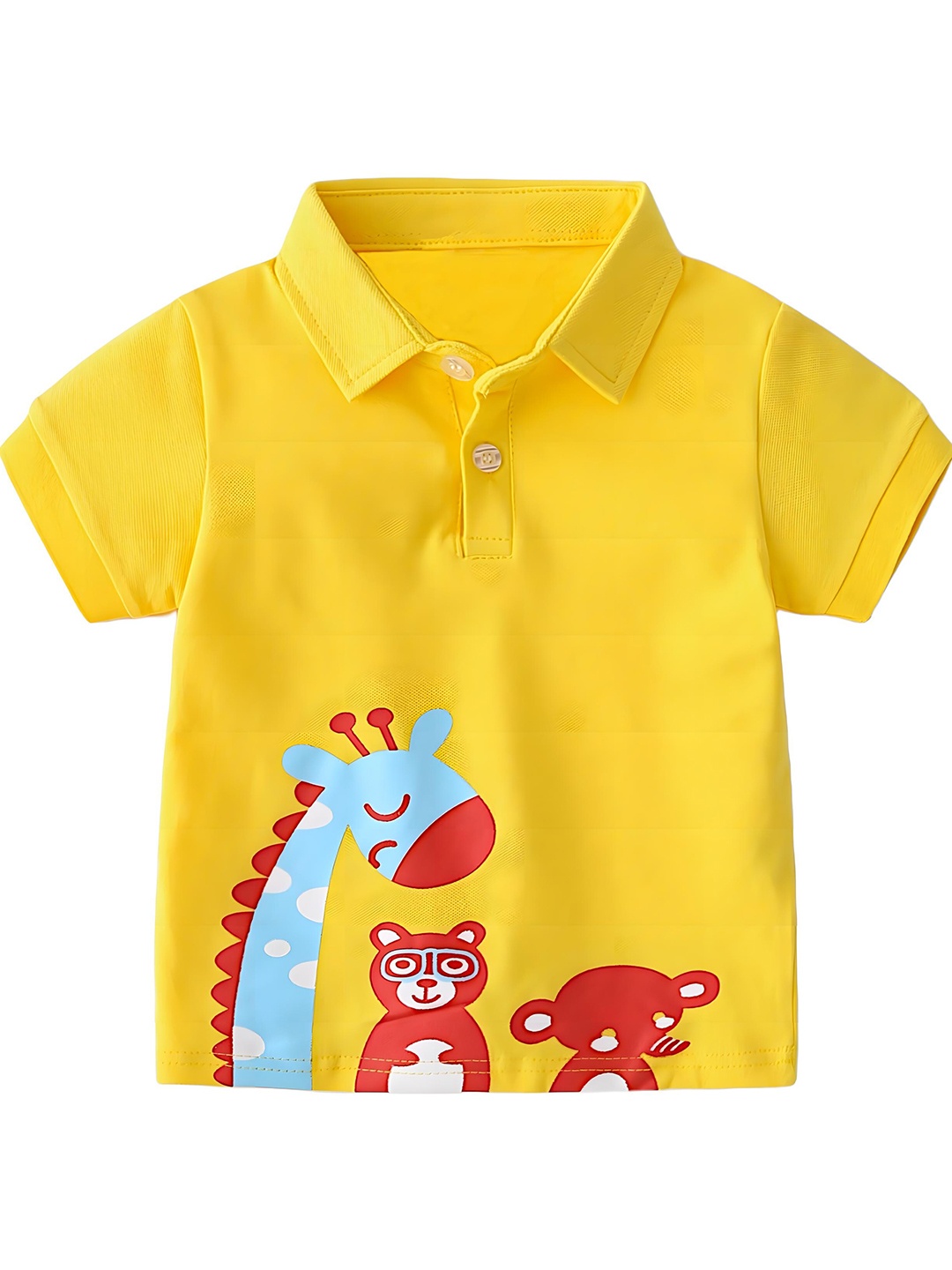 

BAESD Kids Graphic Printed Polo Collar Cotton Applique T-shirt, Yellow