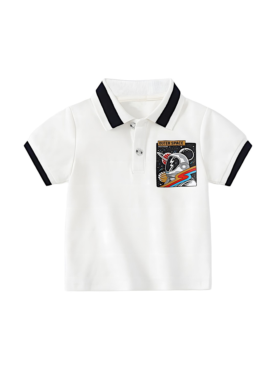 

BAESD Kids Graphic Printed Polo Collar Pure Cotton T-shirt, White
