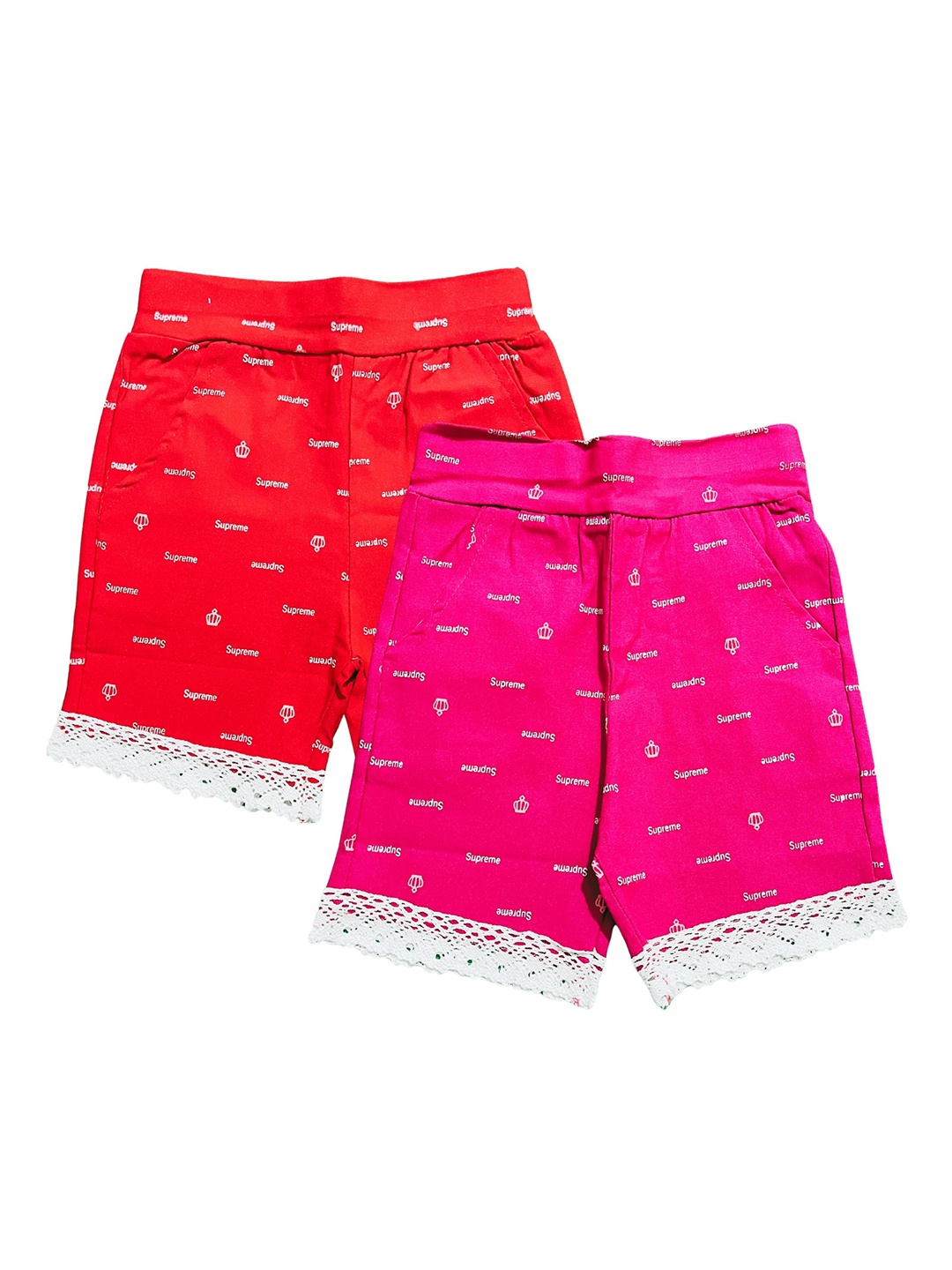 

BAESD Girls Pack Of 2 Conversational Printed Slim Fit Shorts, Red