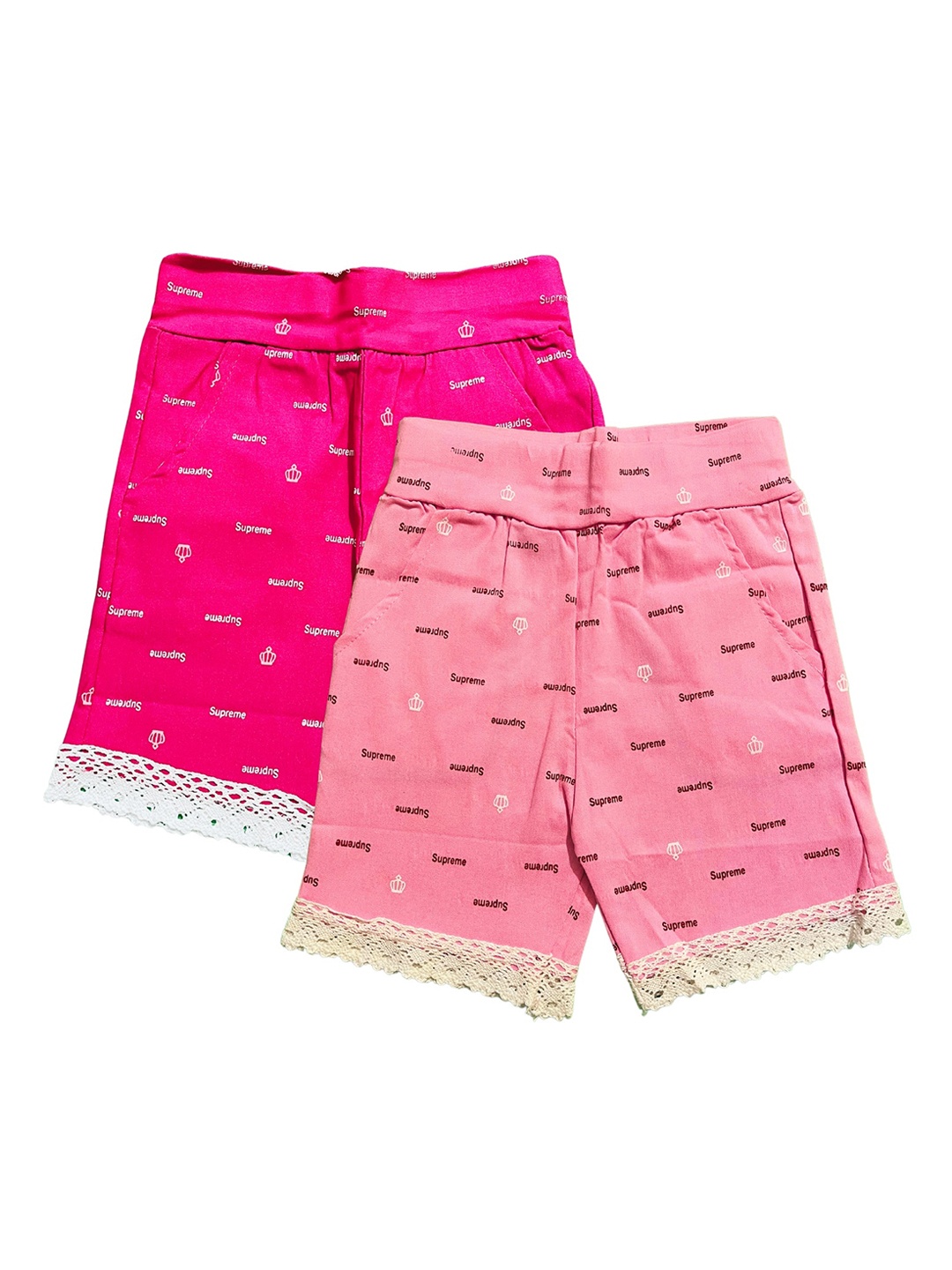 

BAESD Girls Pack of 2 Typography Printed Slim Fit Shorts, Pink
