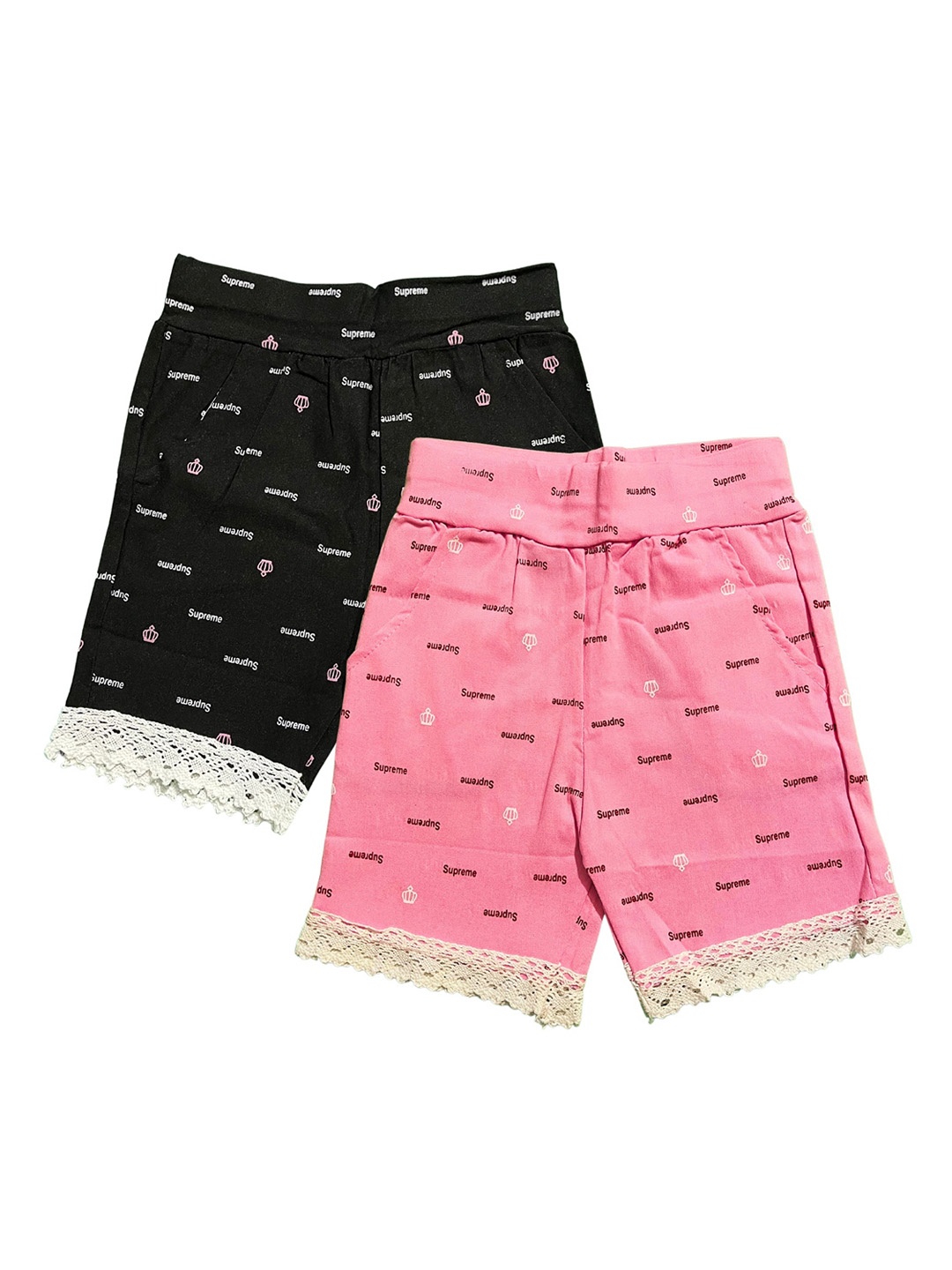 

BAESD Girls Pack Of 2 Conversational Printed Slim Fit Shorts, Black