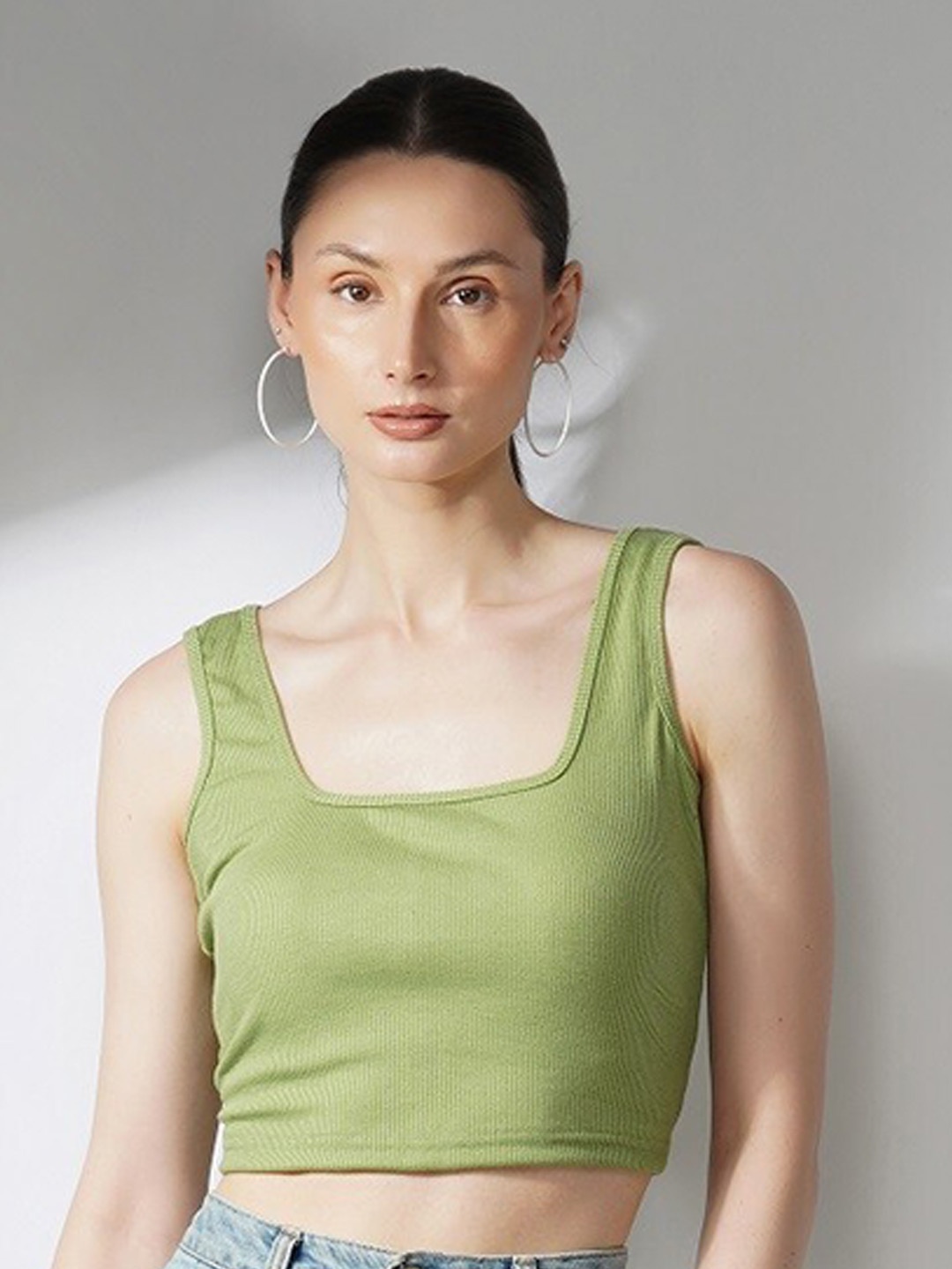 

Lagashi Shoulder Straps Crop Top, Green