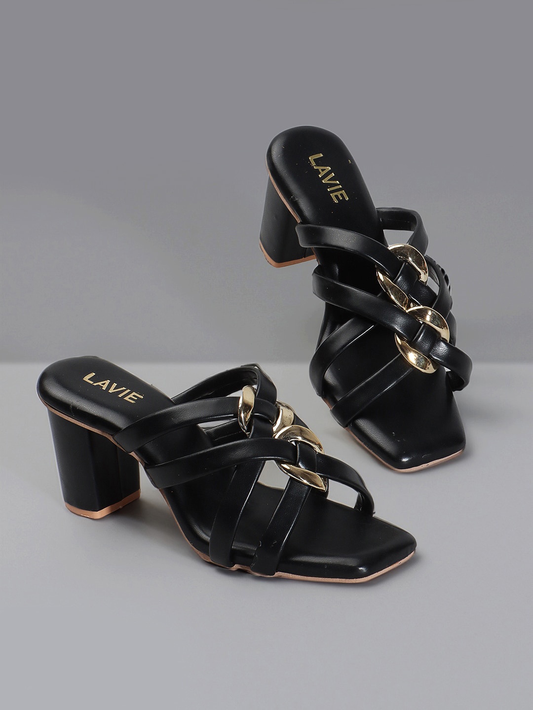 

Lavie Embellished Strappy Open Toe Block Heels, Black