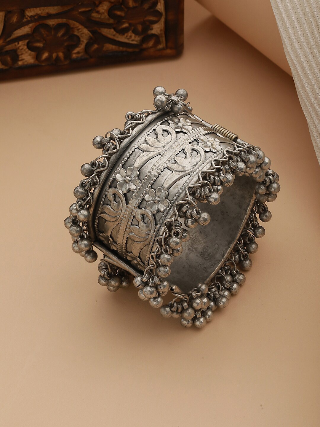 

Jazz and Sizzle Women German Silver Afghan Silver-Plated Bangle-Style Bracelet