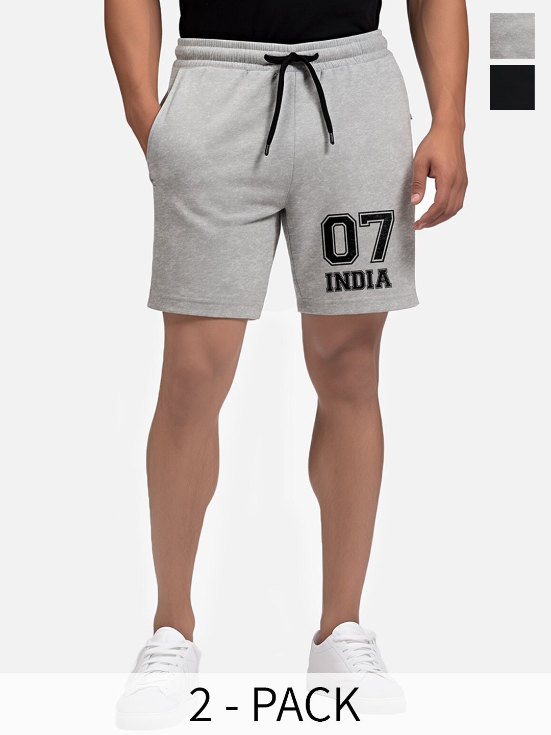 

FFLIRTYGO Men Pack Of 2 Loose Fit Dri-FIT Cotton Regular Shorts, Grey
