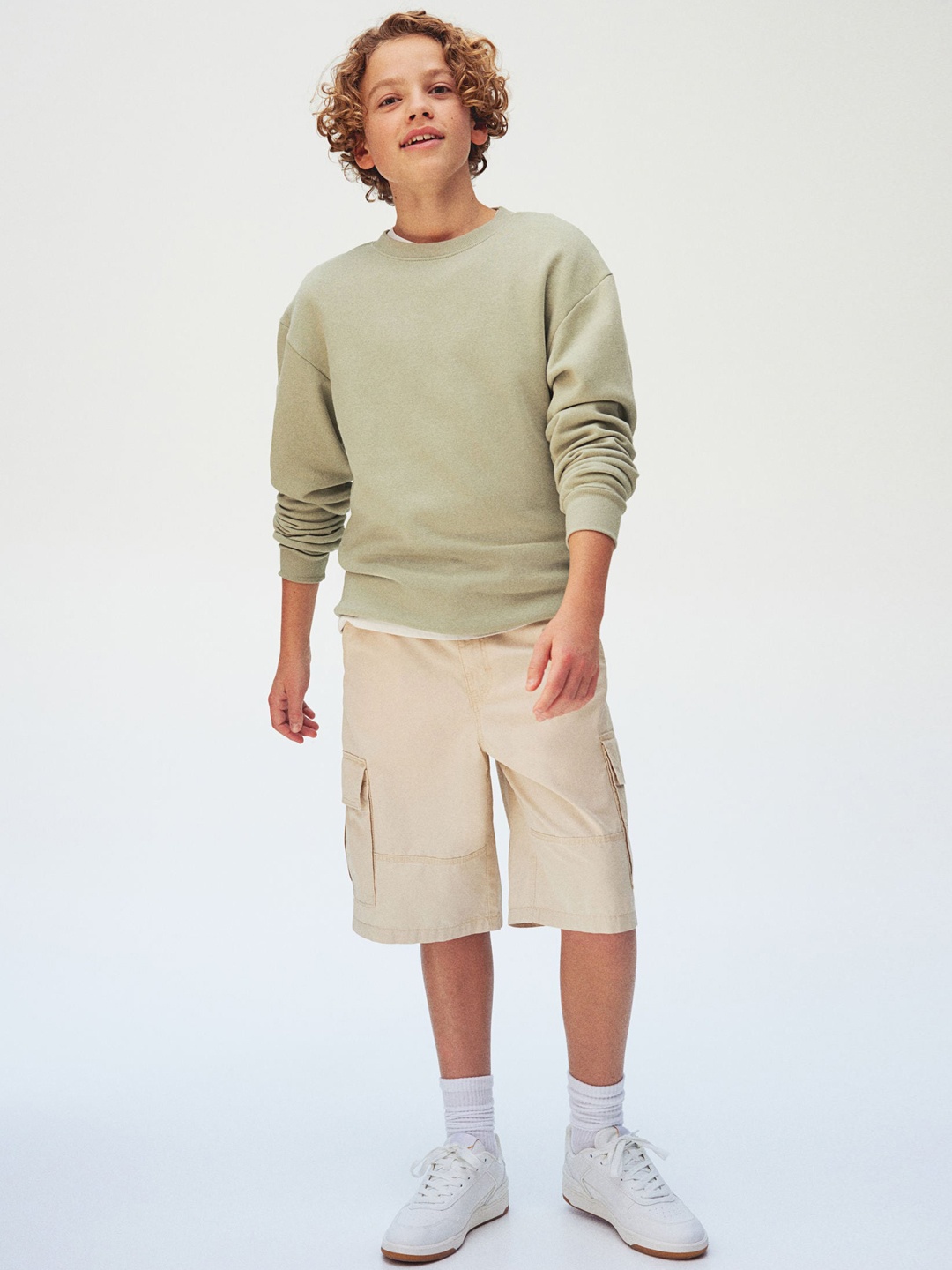 

H&M Boys Cotton Cargo Shorts, Beige