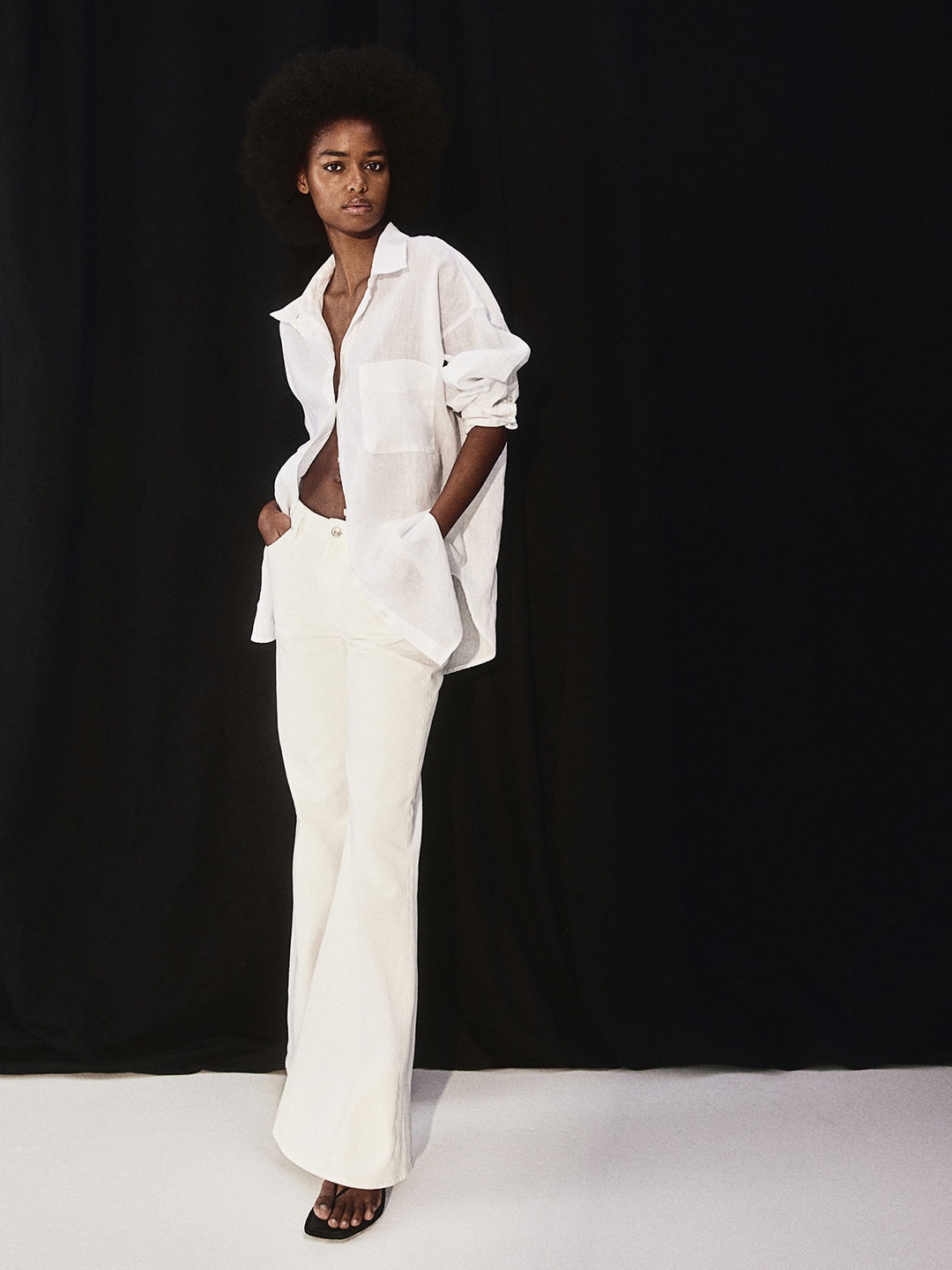 

H&M Oversized Linen Shirt, White