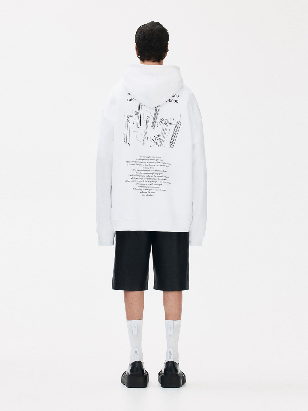 H&M Pure Cotton Oversized Printed Hoodie, White