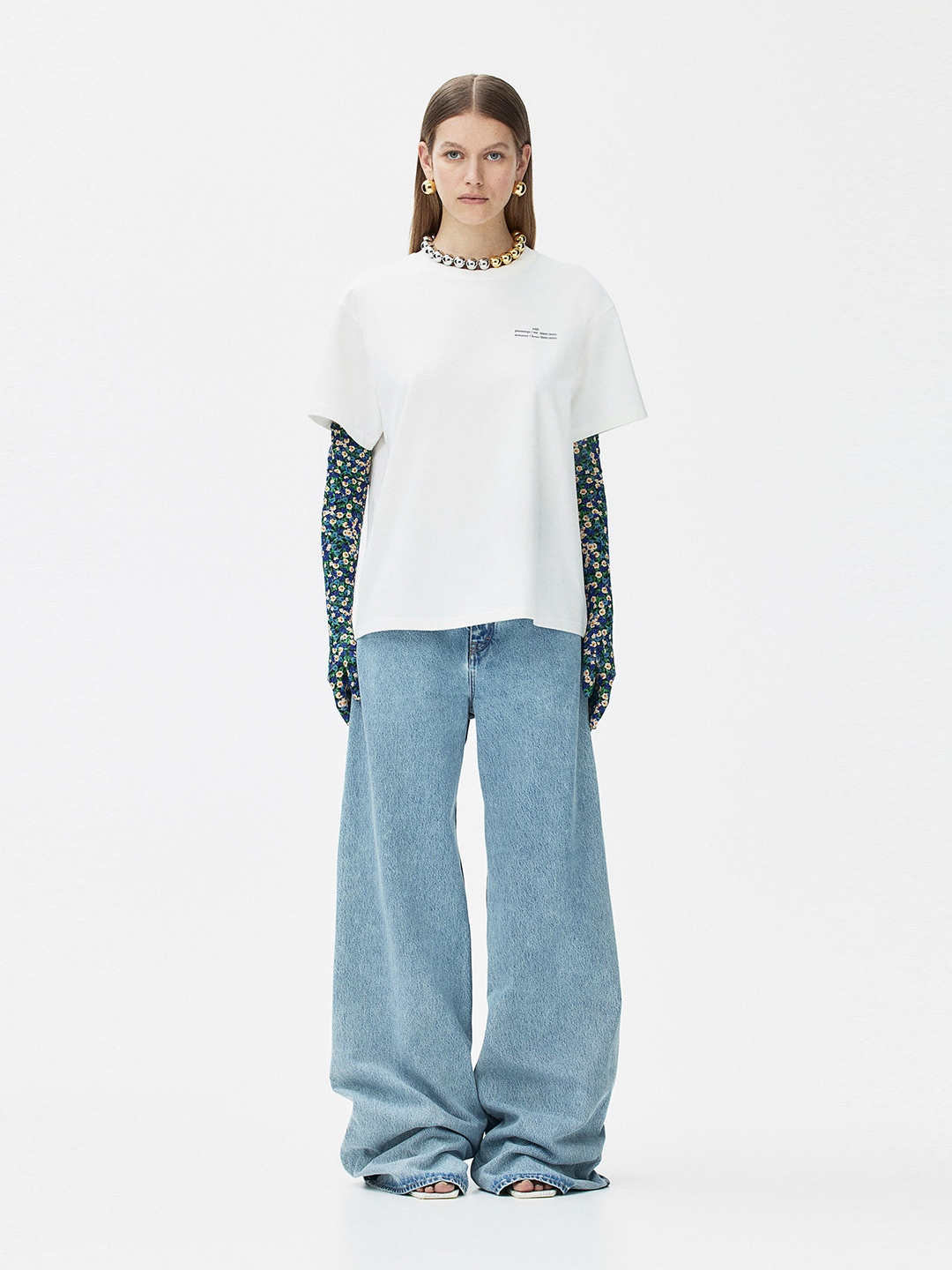 

H&M Pure Cotton Oversized Printed T-shirt, White
