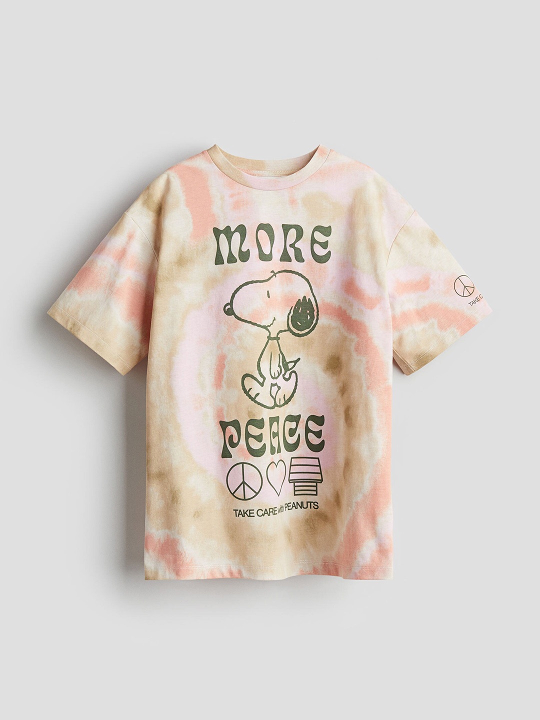 

H&M Girls Pure Cotton Oversized Printed T-shirt, Beige