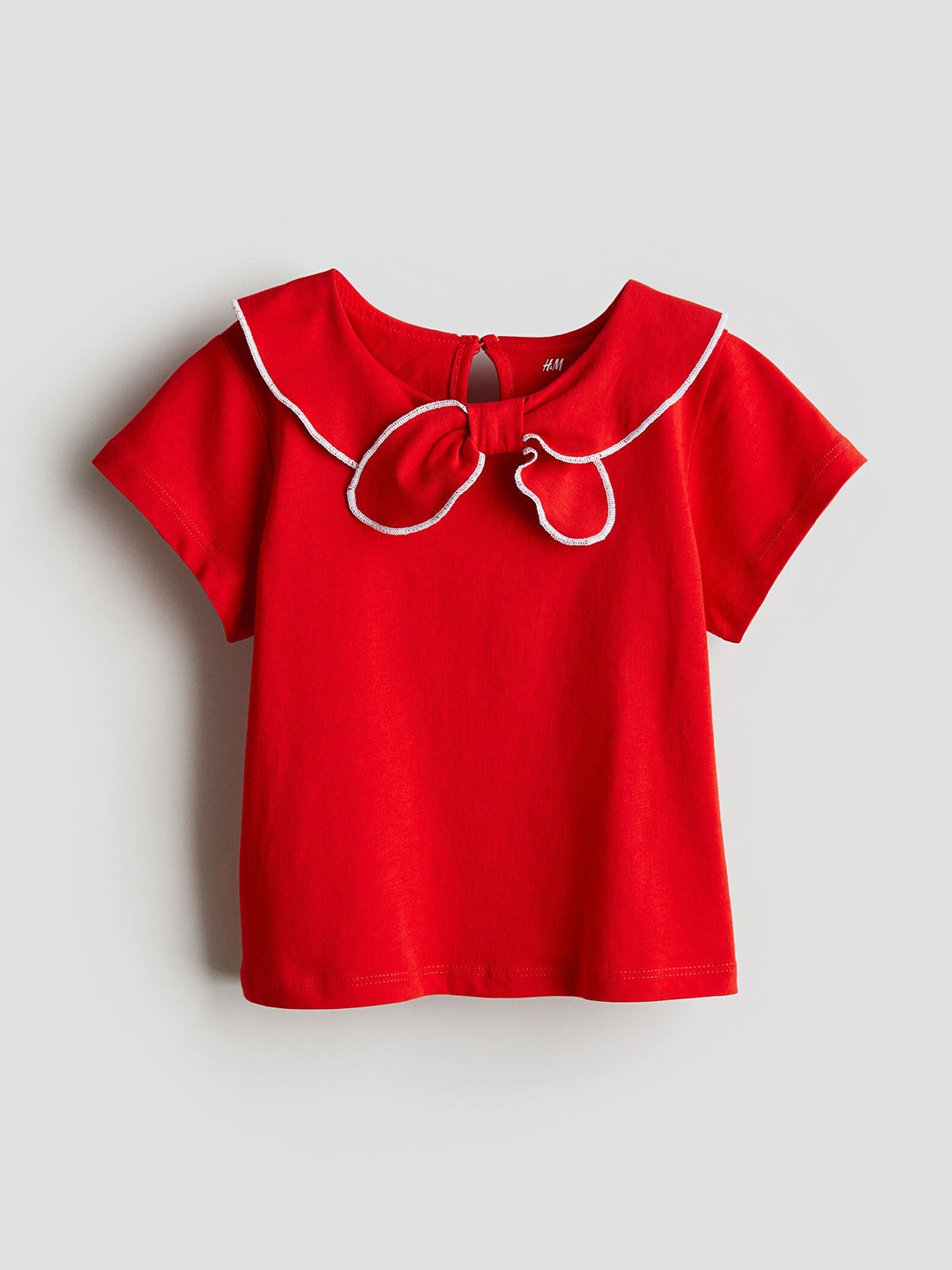 

H&M Girls Pure Cotton Collared Jersey Top, Red