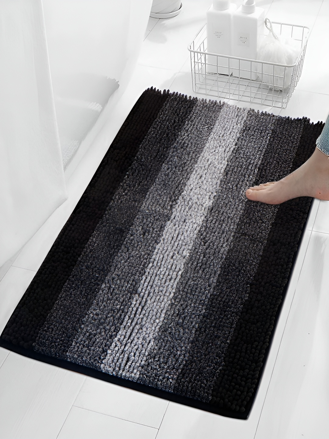 

HOKIPO Black & Grey 1000 GSM Soft Rectangular Bath Rug