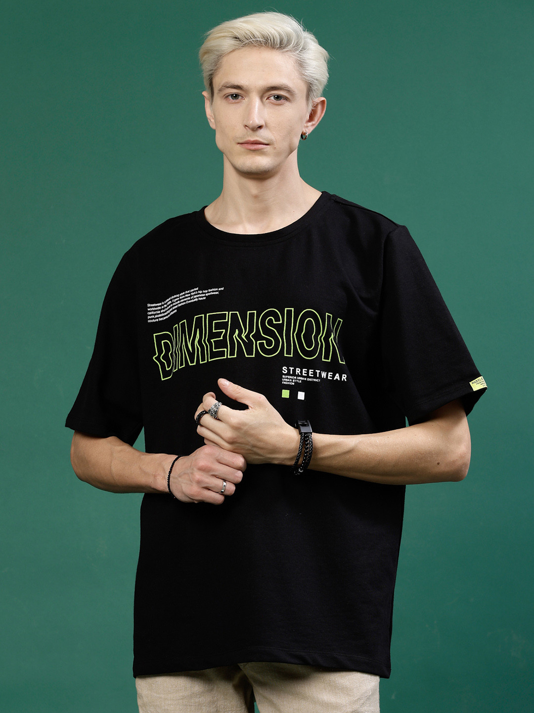 

Rigo Typographic Printed Oversized Drop Shoulder Sleeves Pure Cotton Sports T-shirt, Black