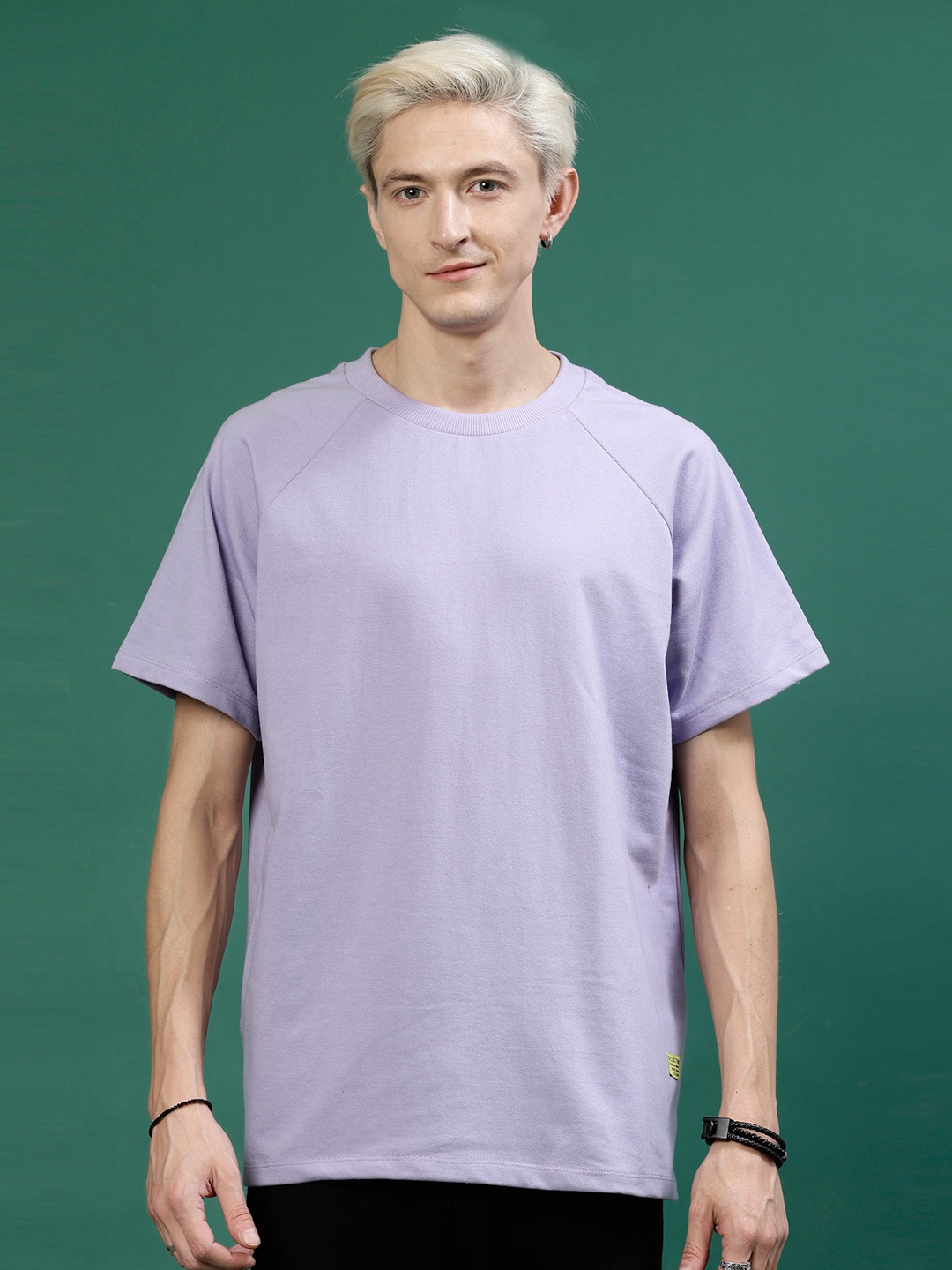 

Rigo Graphic Printed Oversized Drop Shoulder Sleeves Pure Cotton Sports T-shirt, Purple