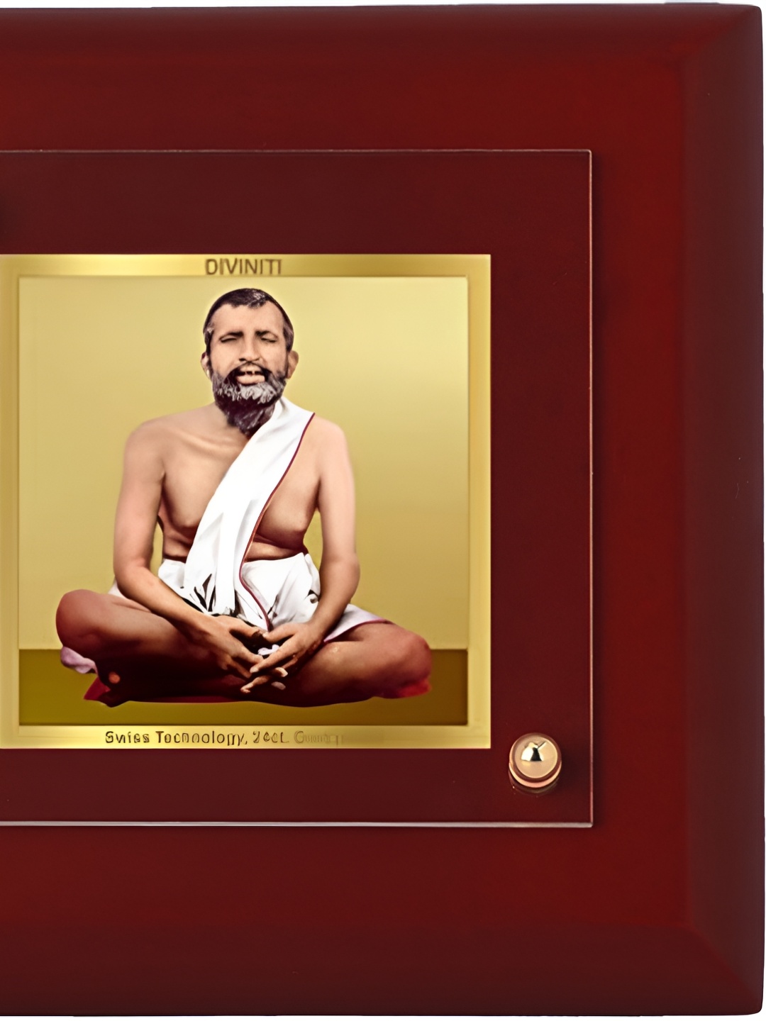 

DIVINITI Gold-Toned & Maroon Ram Krishna Gold Plated Wooden Wall Photo Frames