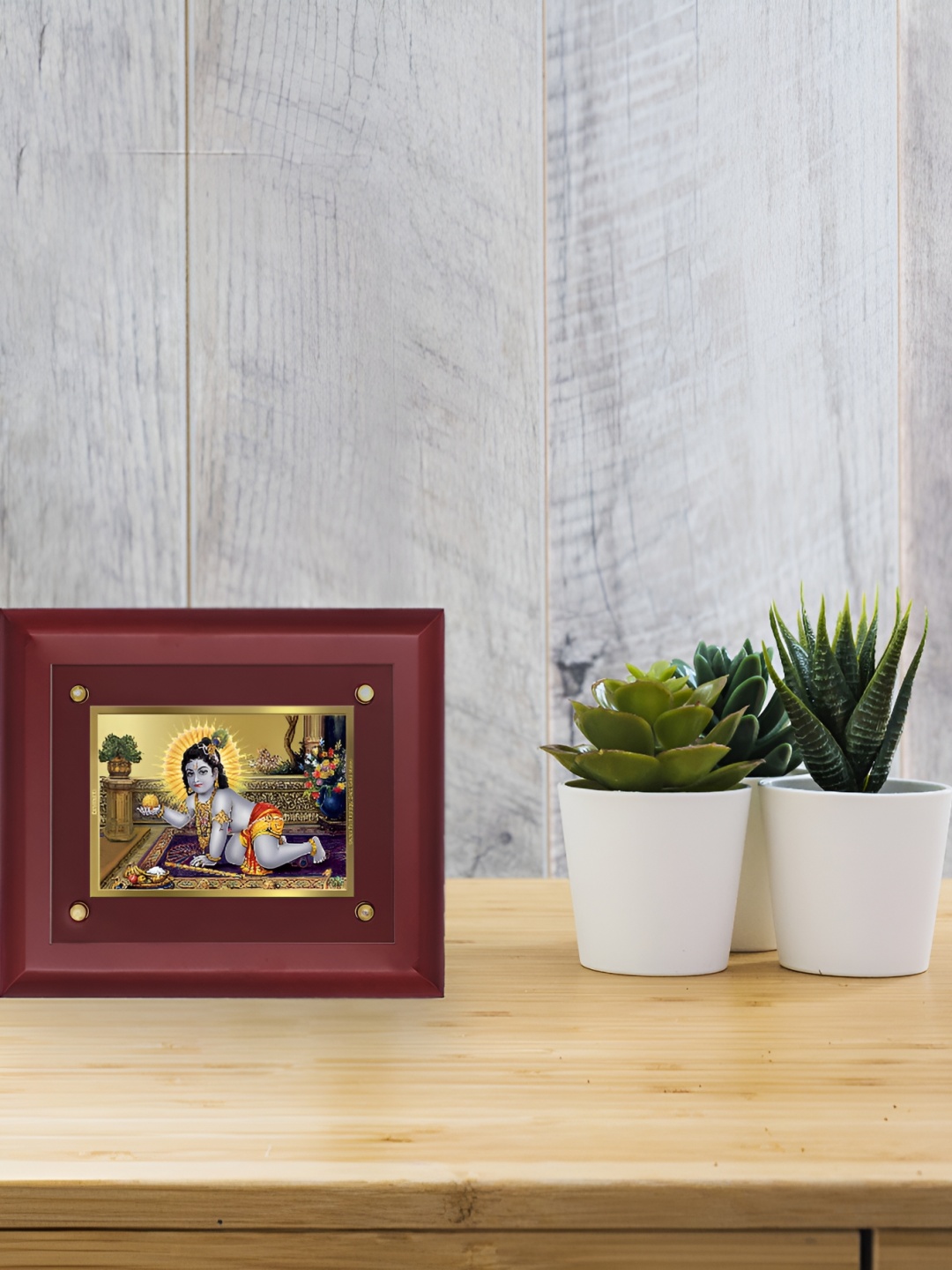 

DIVINITI Brown & Blue 24K Gold Plated Wooden Table Photo Frames