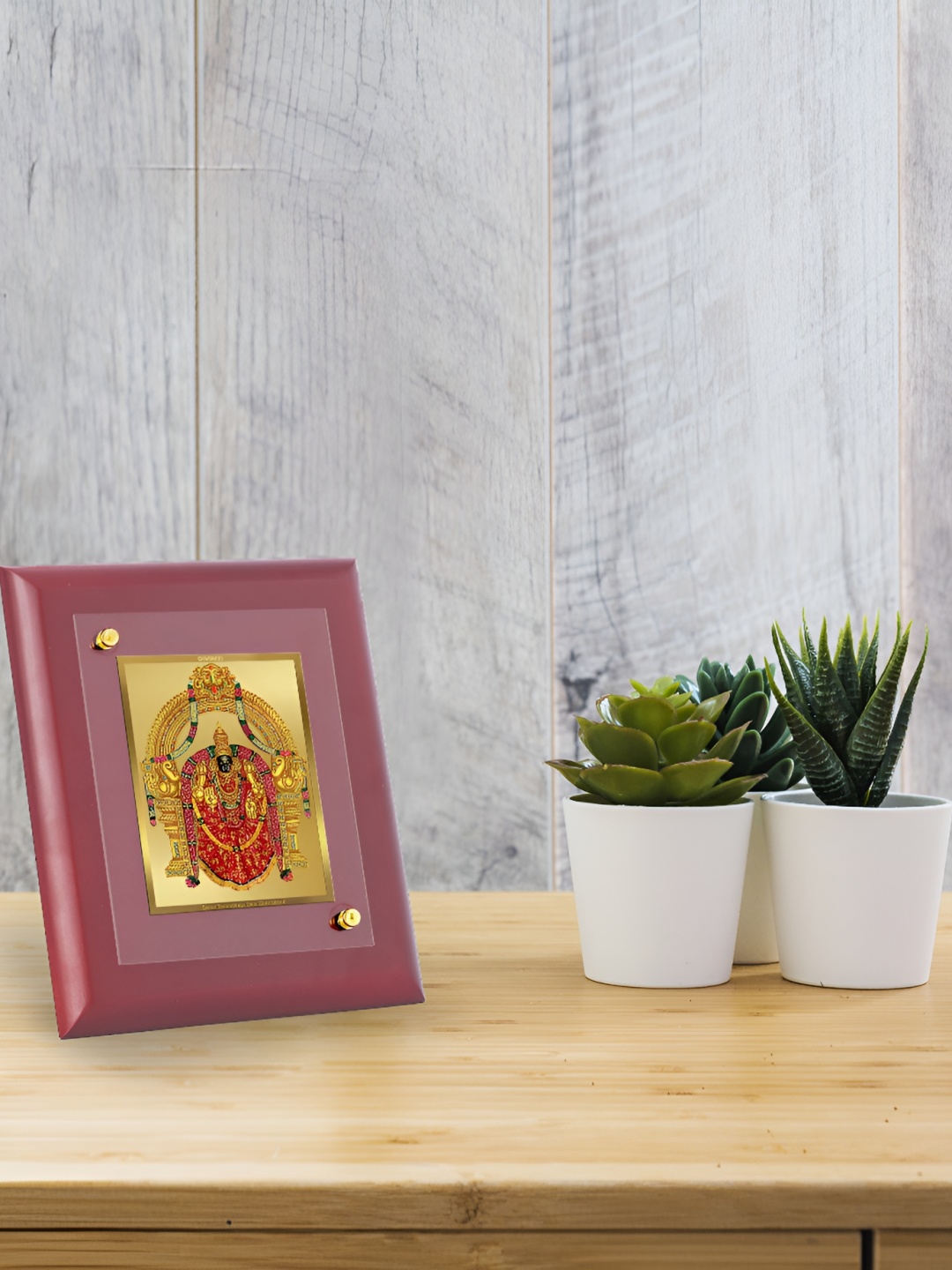 

DIVINITI Brown & Gold Toned 24k Gold Plated Goddess Padmavathi Religious Table Photo Frame