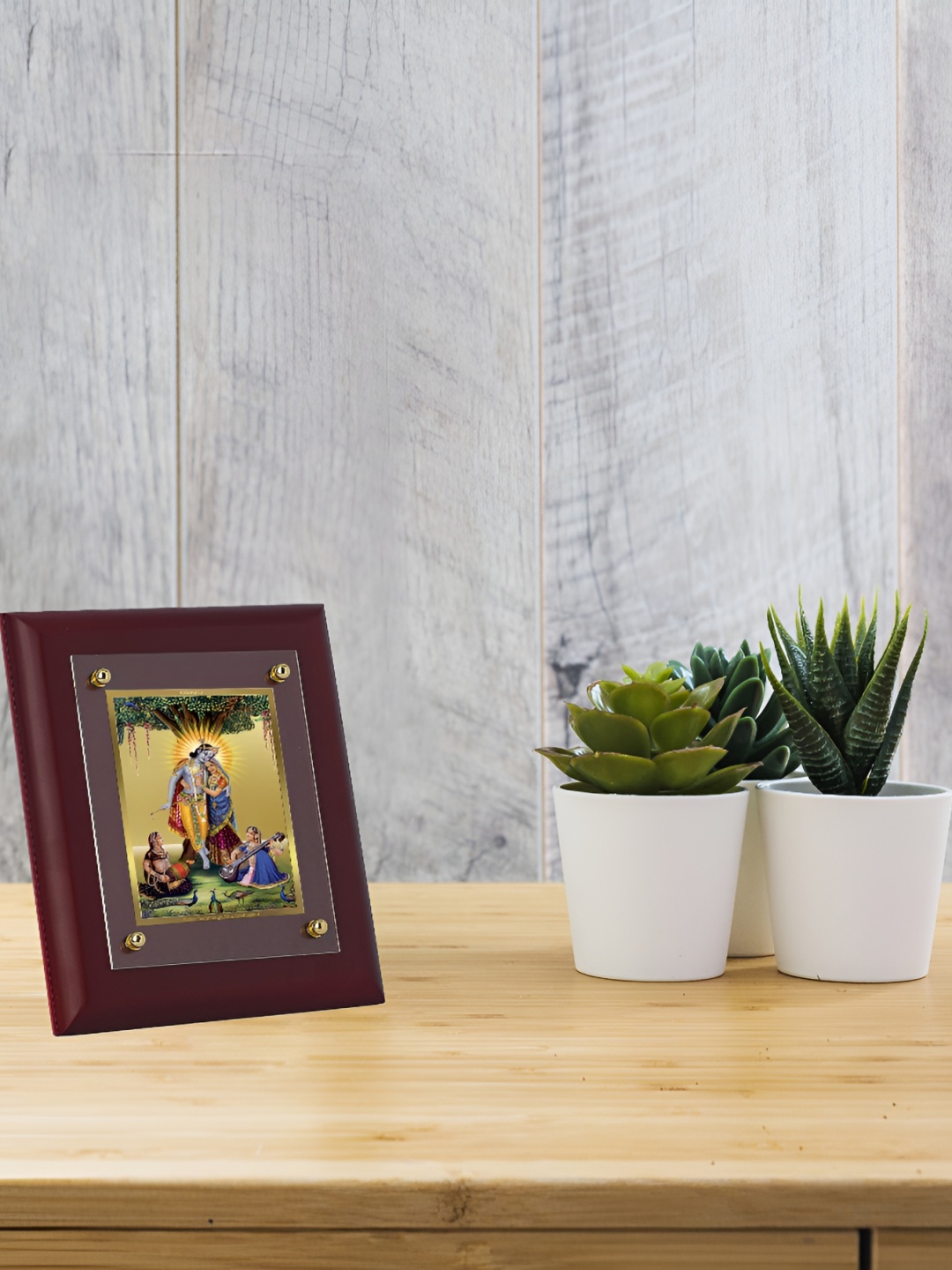 

DIVINITI Brown Radha Krishna Wooden Wall Photo Frames