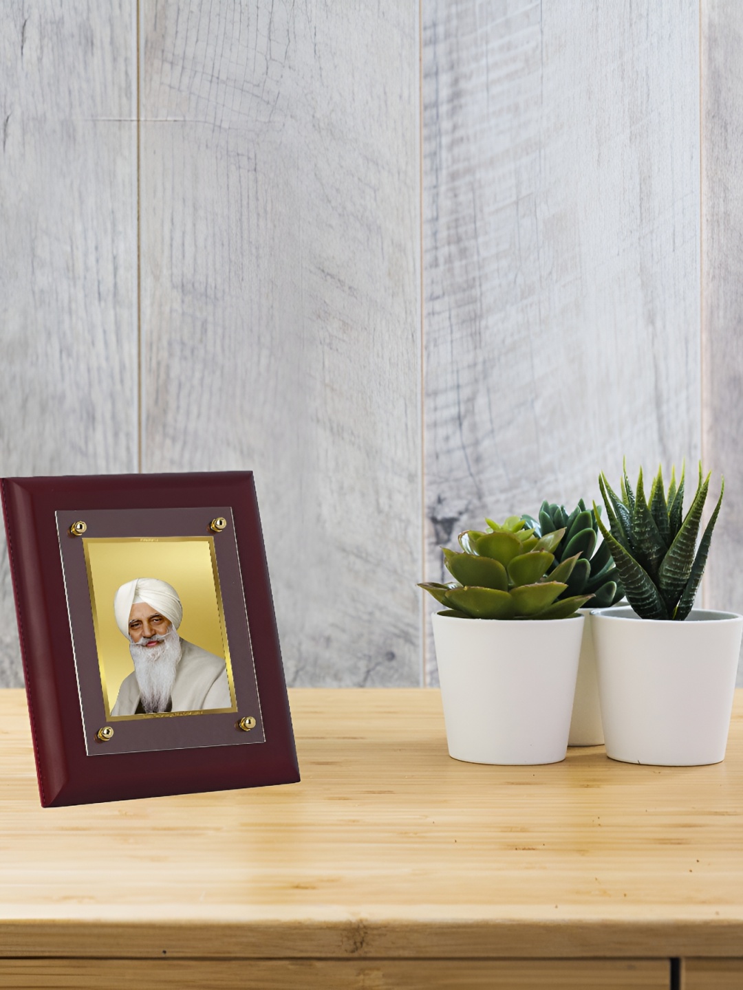 

DIVINITI Brown Radha Swami Religious Wooden Wall Photo Frame