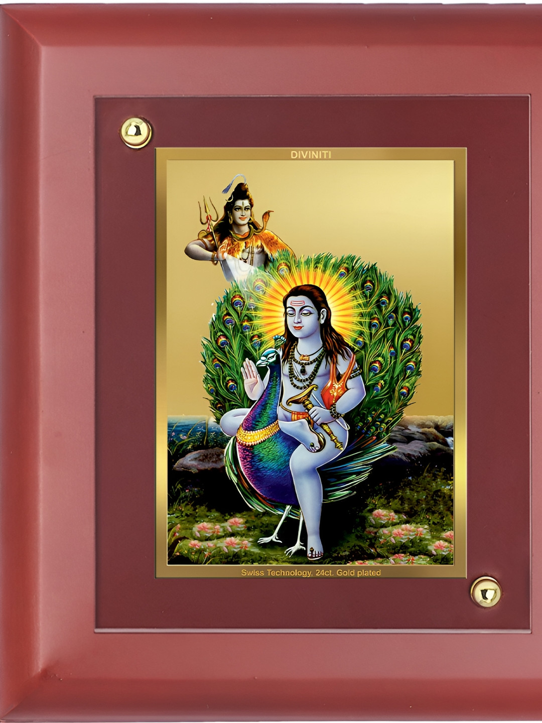 

DIVINITI Brown Wooden 24K Gold Plated Foil Table Photo Frame