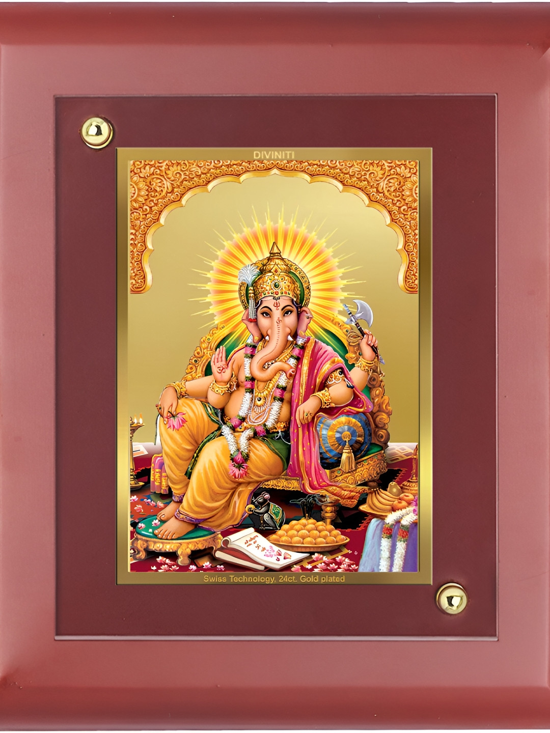 

DIVINITI Brown Wooden Lord Ganesha Table Photo Frame