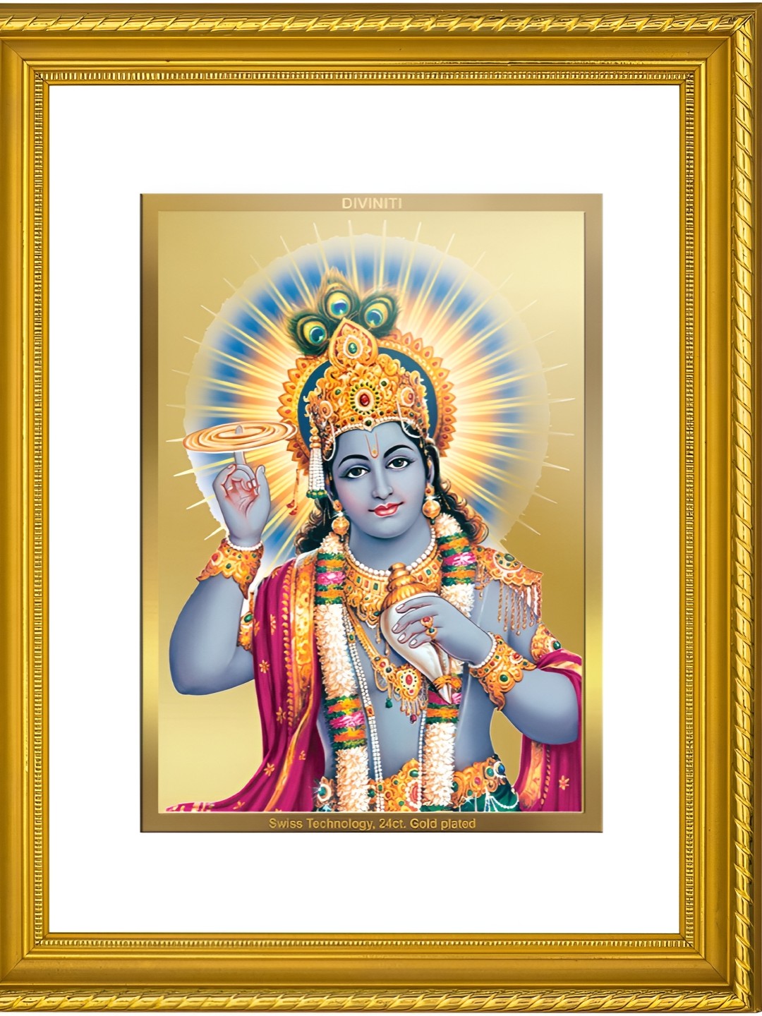 

DIVINITI Gold-Toned Vishnu ji Religious Glass Wall Photo Frames
