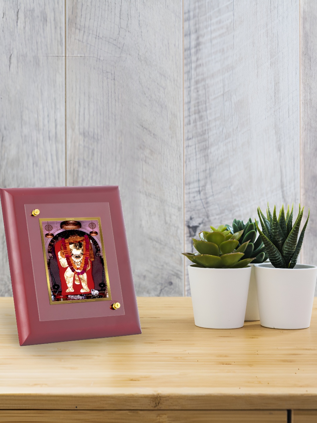 

DIVINITI Brown Mahendipur Balaji Religious 24k Gold Plated Wooden Table Photo Frame