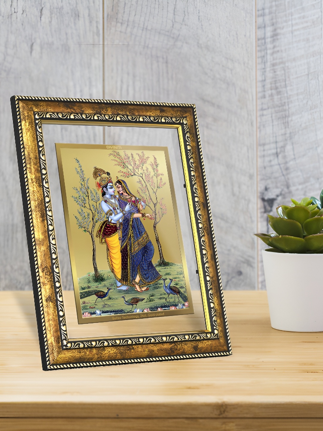 

DIVINITI Gold-Toned & Black Glass Wall Photo Frame
