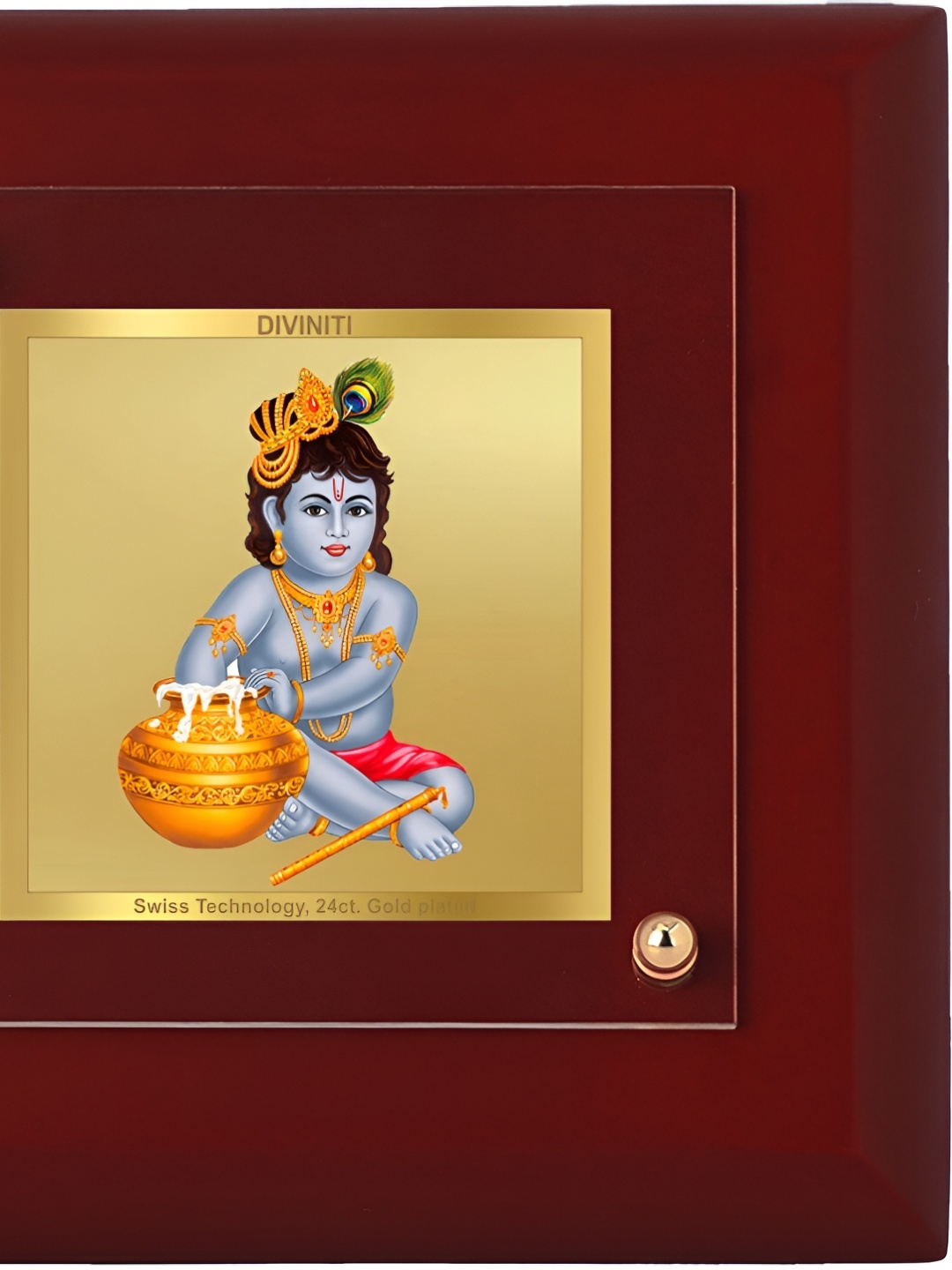 

DIVINITI Maroon Wooden Bal Gopal Gold Plated Table Photo Frames