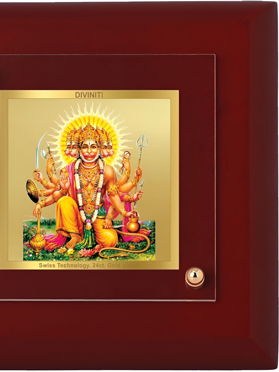 

DIVINITI Gold-Toned & Maroon Religious 24K Gold Plated Wooden Wall Photo Frames