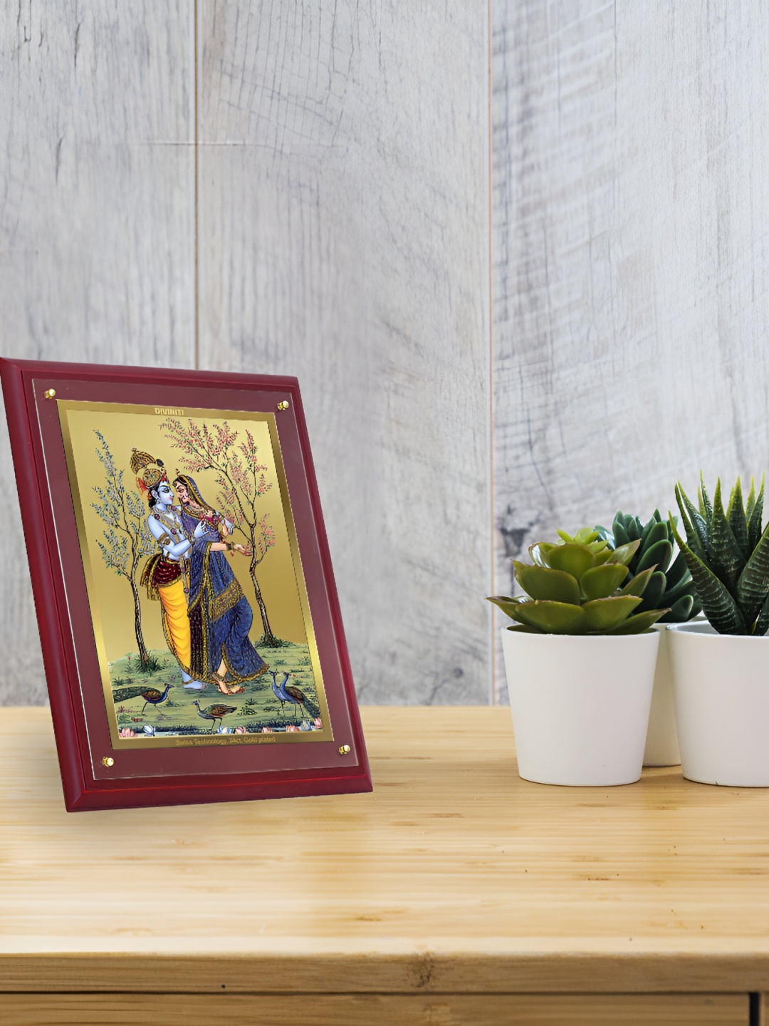 

DIVINITI Brown & Blue 24K Gold Plated Wooden Table Photo Frames
