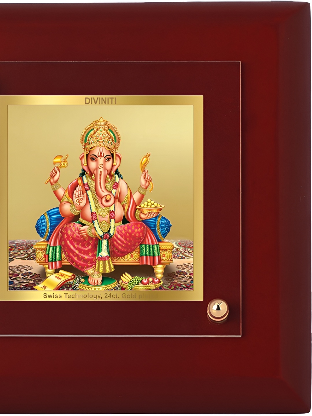 

DIVINITI 24K Gold Plated Religious Lord Ganesha Photo Frames, Maroon