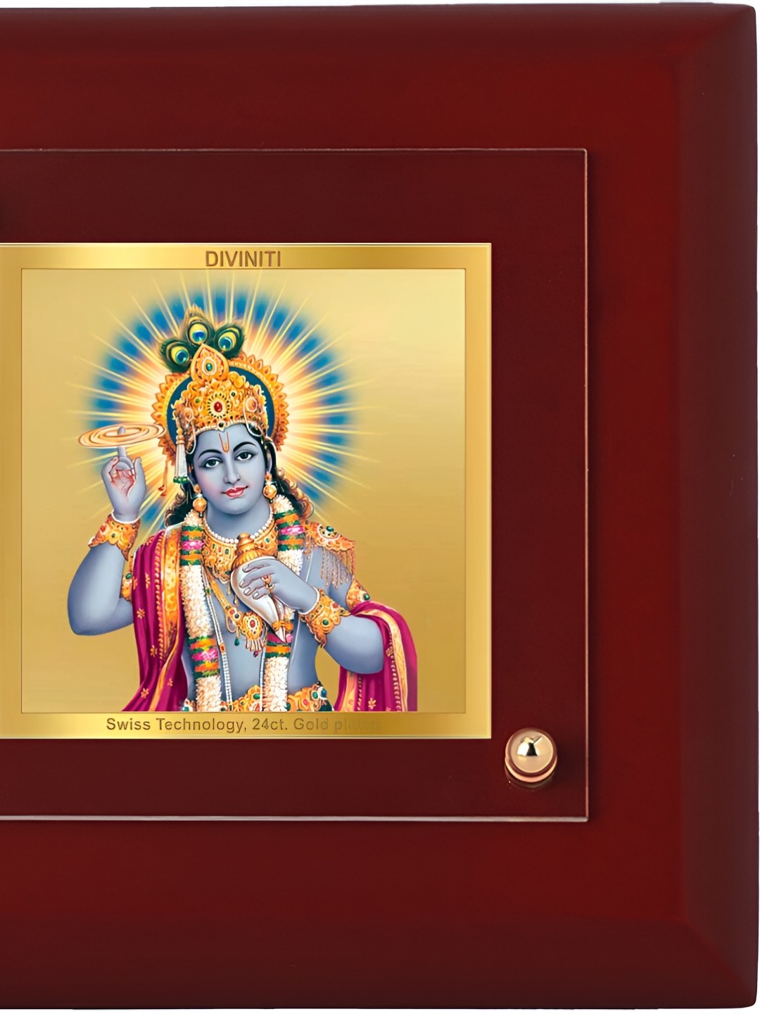 

DIVINITI Maroon 24K Gold Plated Lord Vishnu Table Photo Frames