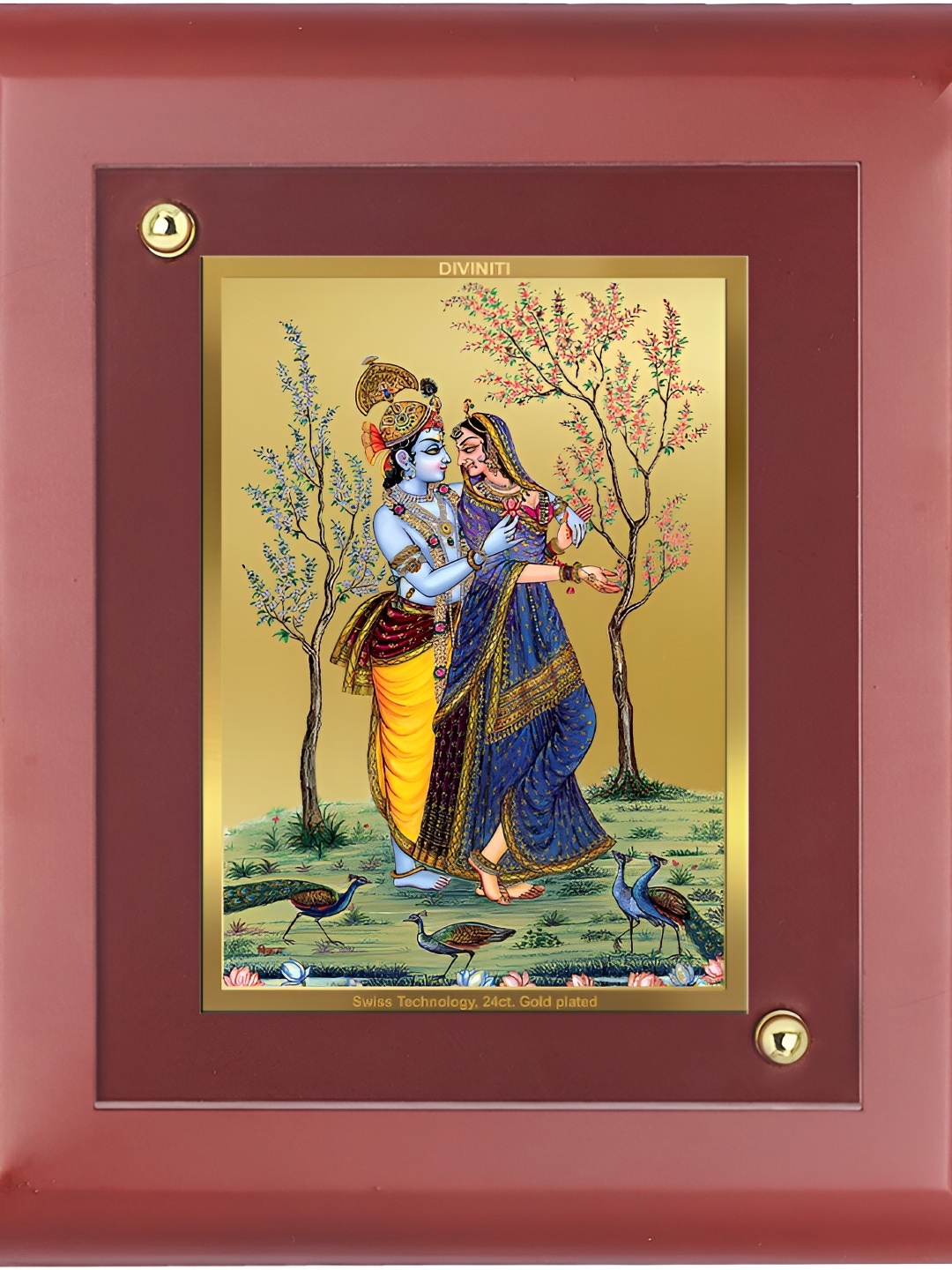 

DIVINITI Brown Radha Krishna Religious Wood Table Photo Frames