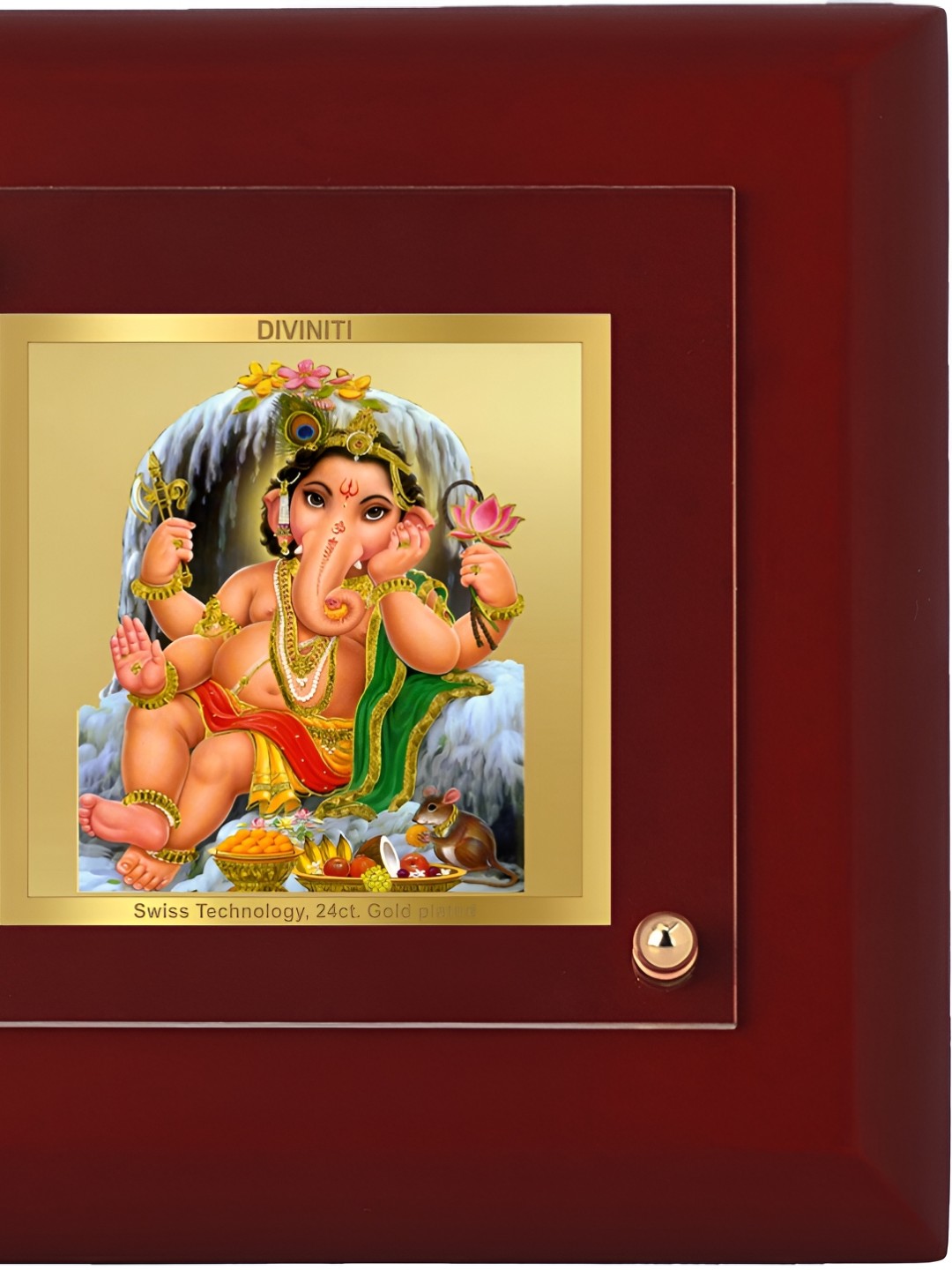

DIVINITI Maroon & Gold Plated Wooden Table Photo Frame
